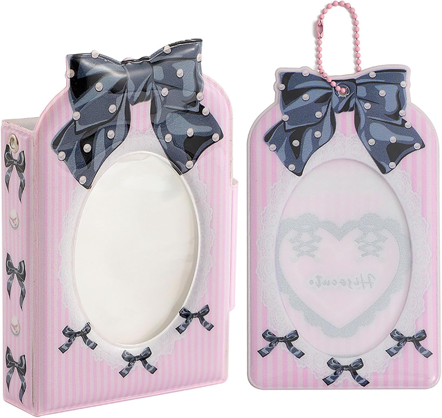 SZHTSWU Kpop – Mini álbumes de fotos de 3 pulgadas, 40 bolsillos, soporte para tarjetas fotográficas con lazo, patrón de corbatín, álbum de fotos