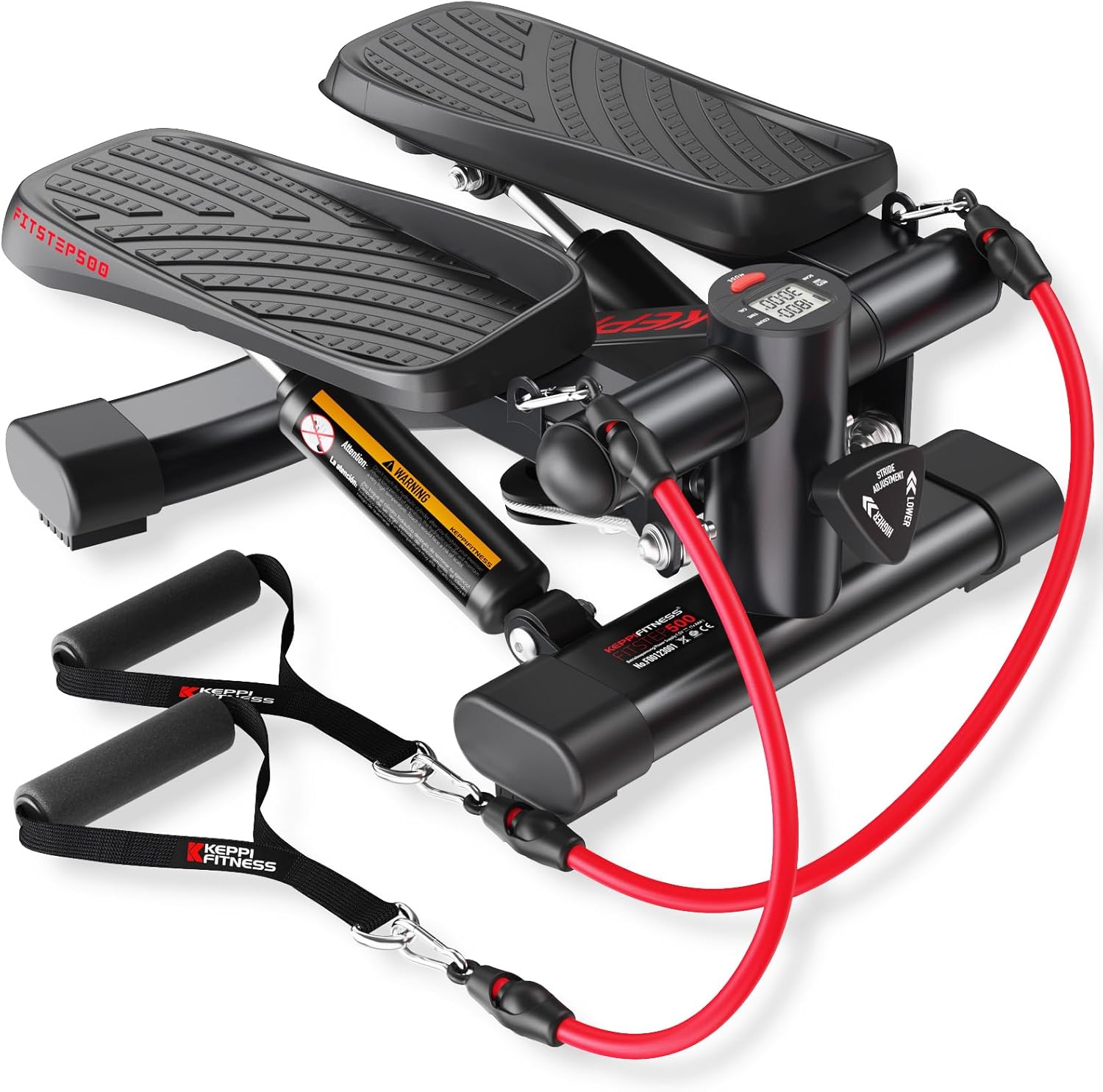 KeppiFitness Steppers para hacer ejercicio en casa, mini máquina de escaleras, con capacidad máxima de 350 libras, mini stepper con bandas de