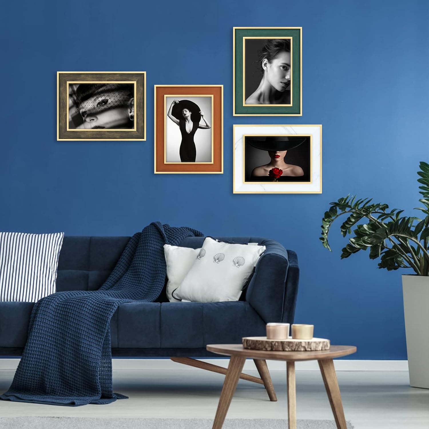 XUANLUO Juego de 4 marcos de fotos de 4 x 6 pulgadas, marco de estilo moderno con vidrio templado de alta definición, marcos de fotos coloridos para