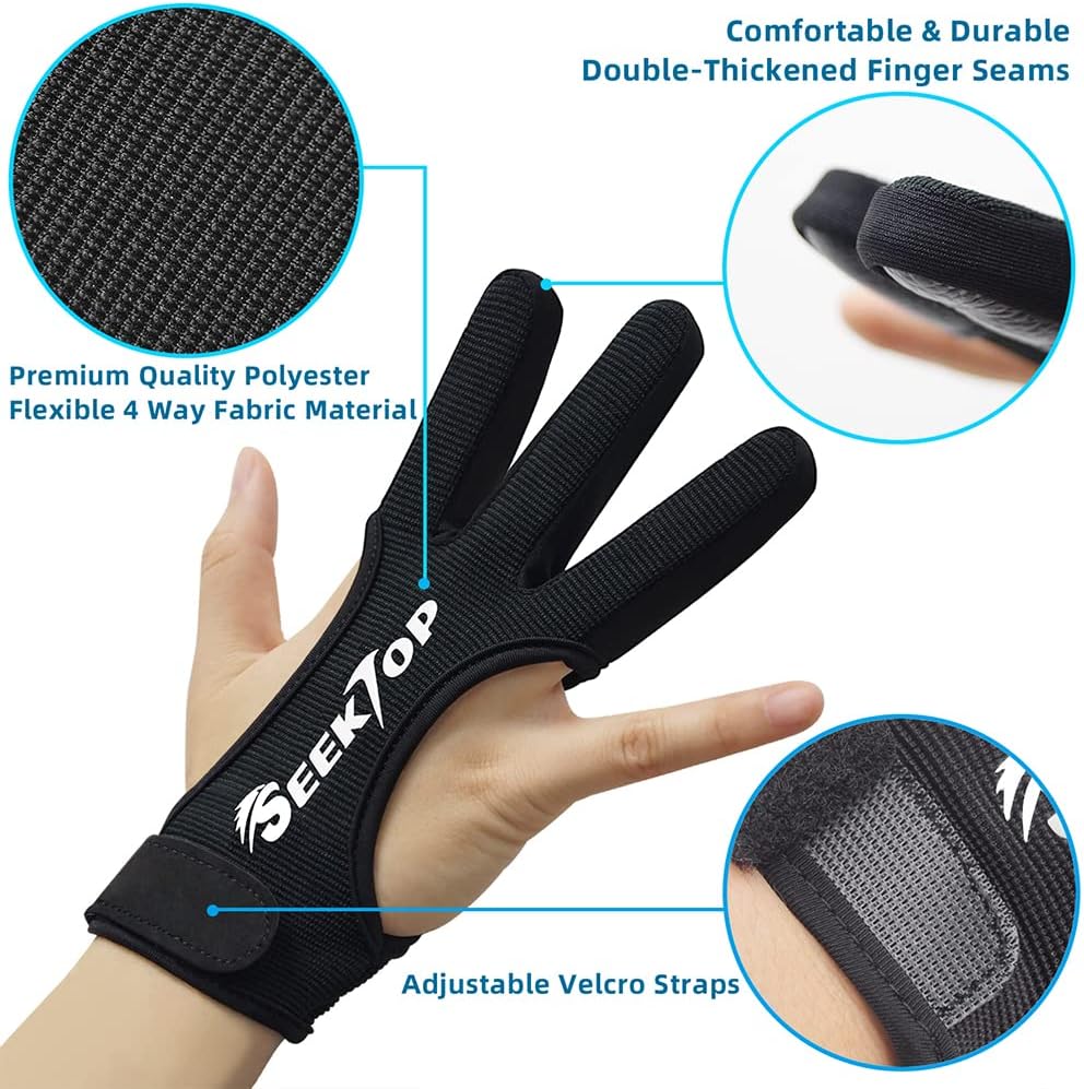 Guantes de tiro con arco para caza de cuero, protector de tres dedos para jóvenes y adultos principiantes