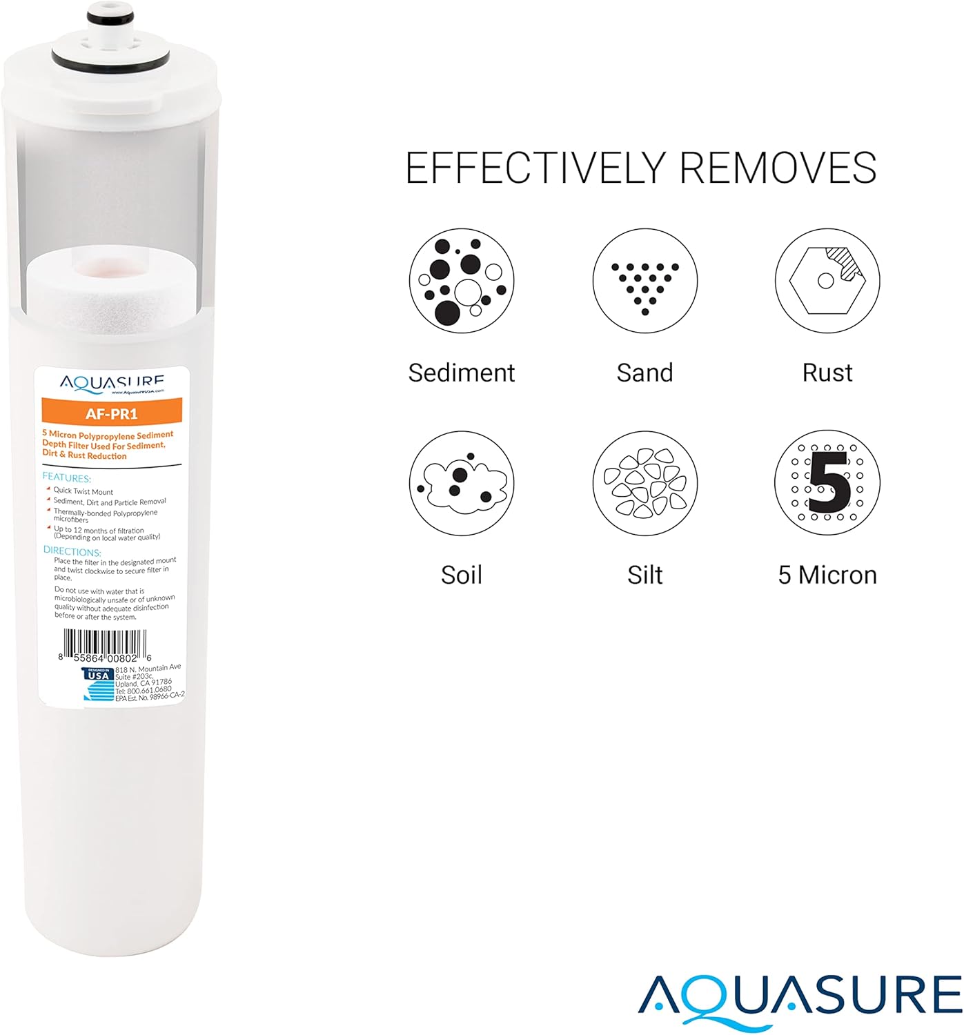 Aquasure Juego completo de cartuchos de repuesto de filtro de giro rápido de 4 etapas de la serie Premier AF-CP100  Compatible con sistema de