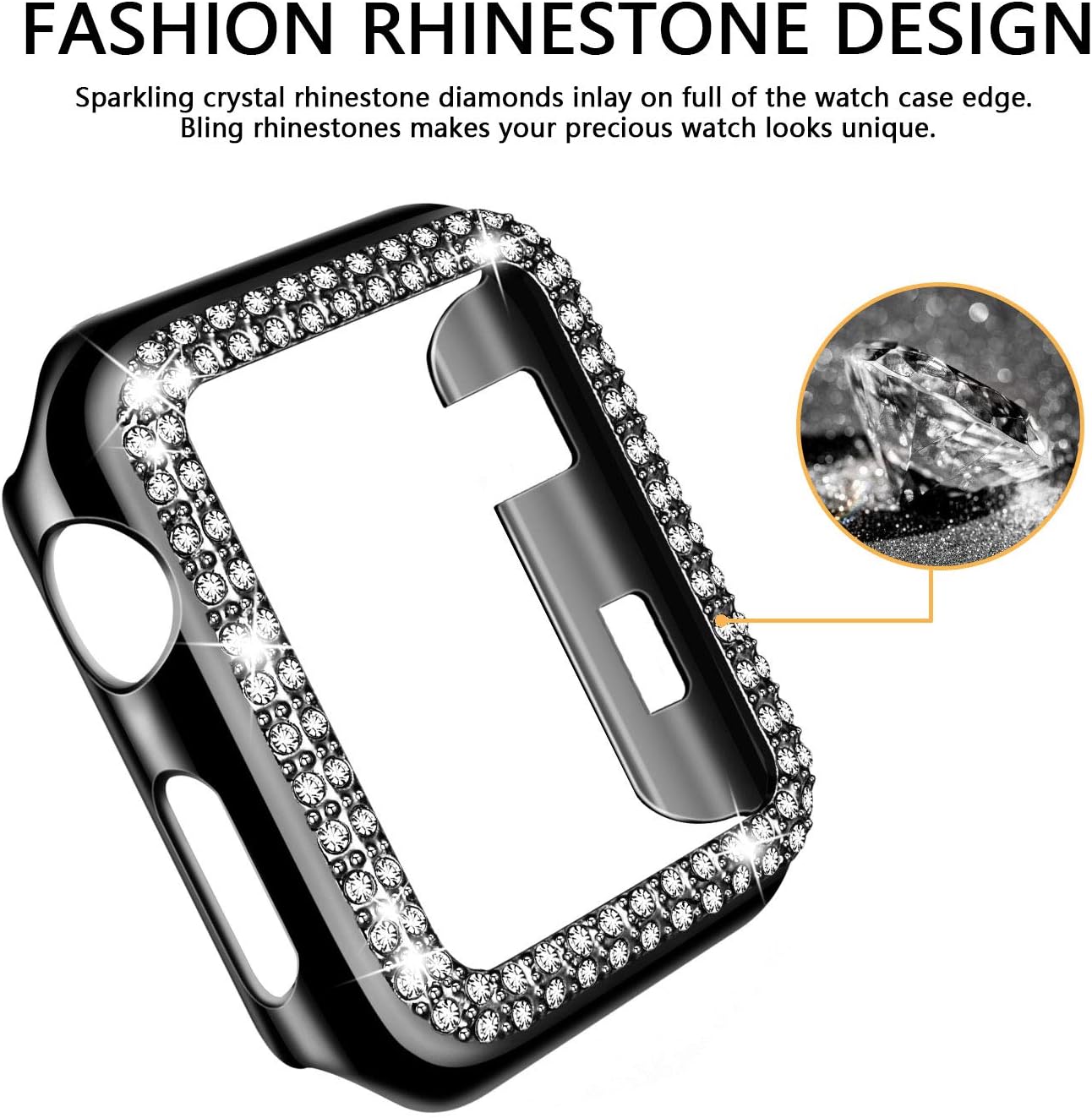 adepoy – Carcasa para Apple Watch con protector de pantalla y cristales brillantes, protección completa para iWatch Series 654321 SE