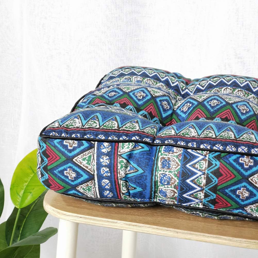 vctops Cojín cuadrado bohemio suave para silla de patio, para interiores, oficina, hogar, cocina, comedor, color azul, 16 x 16 x 4 pulgadas