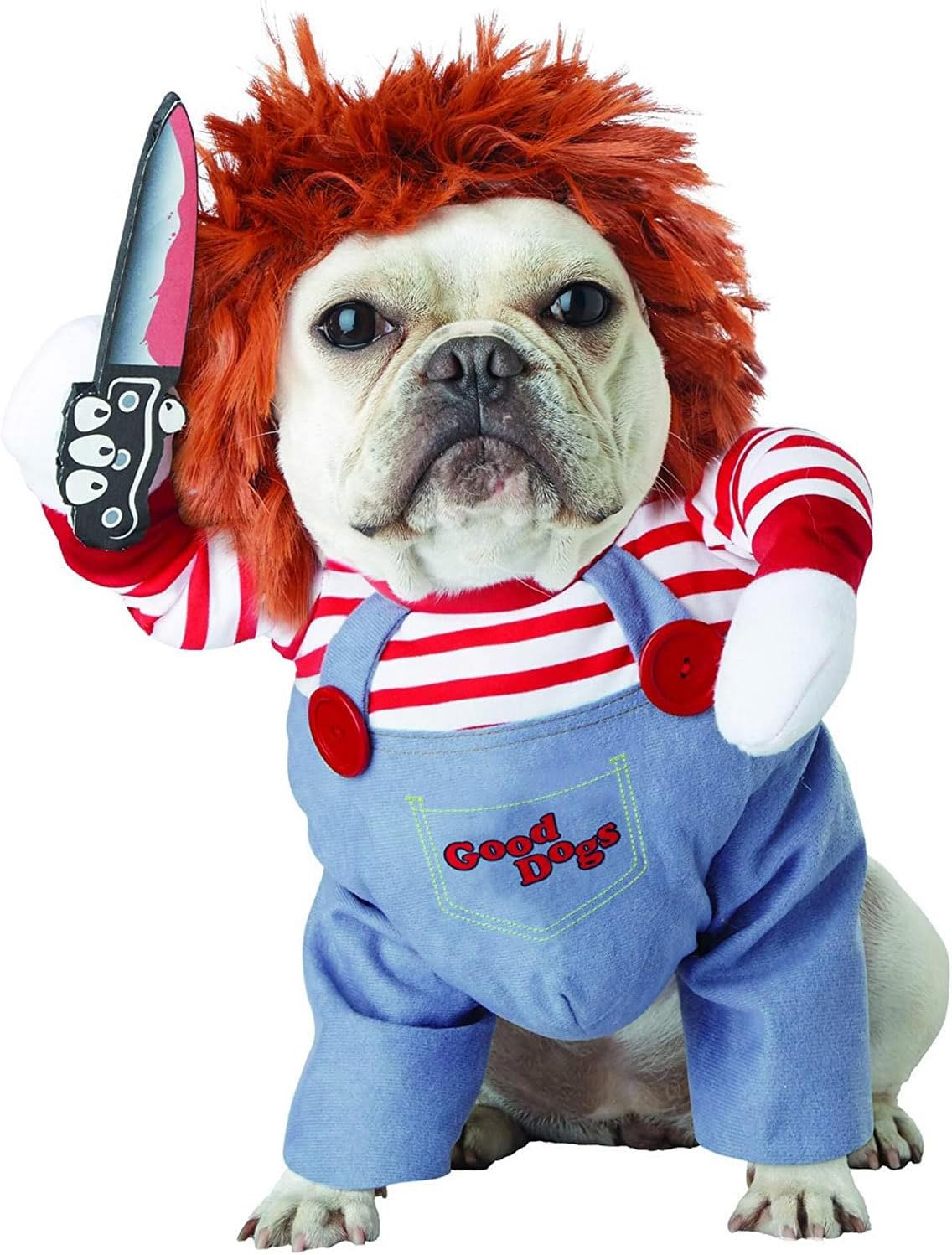 Disfraz de muñeca mortal para perro, novedoso disfraz de Halloween para perro, traje divertido para cosplay, ropa linda para perros pequeños,