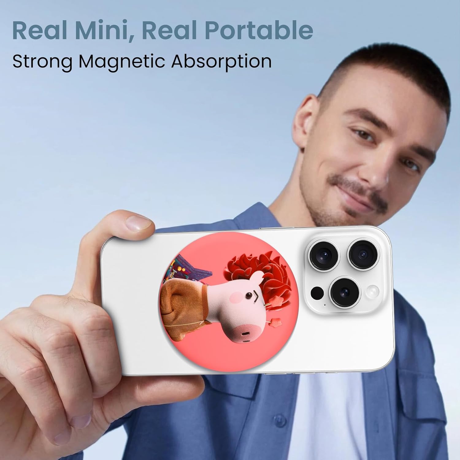 TOSOUATOP Mini batería magnética de 3000 mAh, cargador portátil inalámbrico, tamaño de bolsillo, protección múltiple, fuerte adsorción, para iPhone