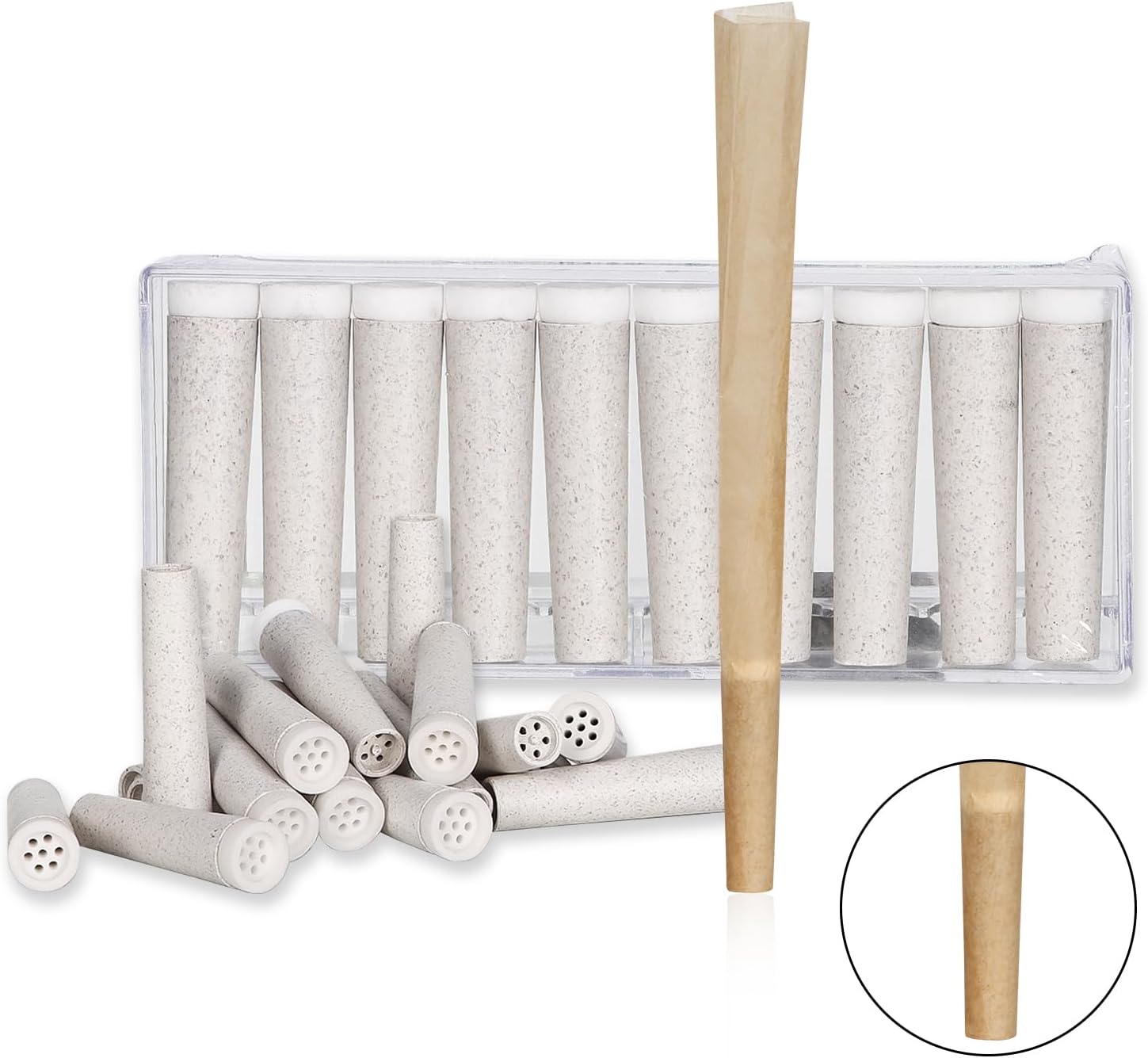 HoneyPuff 10 filtros Charcaol activados para papel de liar de conos preenrollados de tamaño regular y king, puntas de filtros de cigarrillos