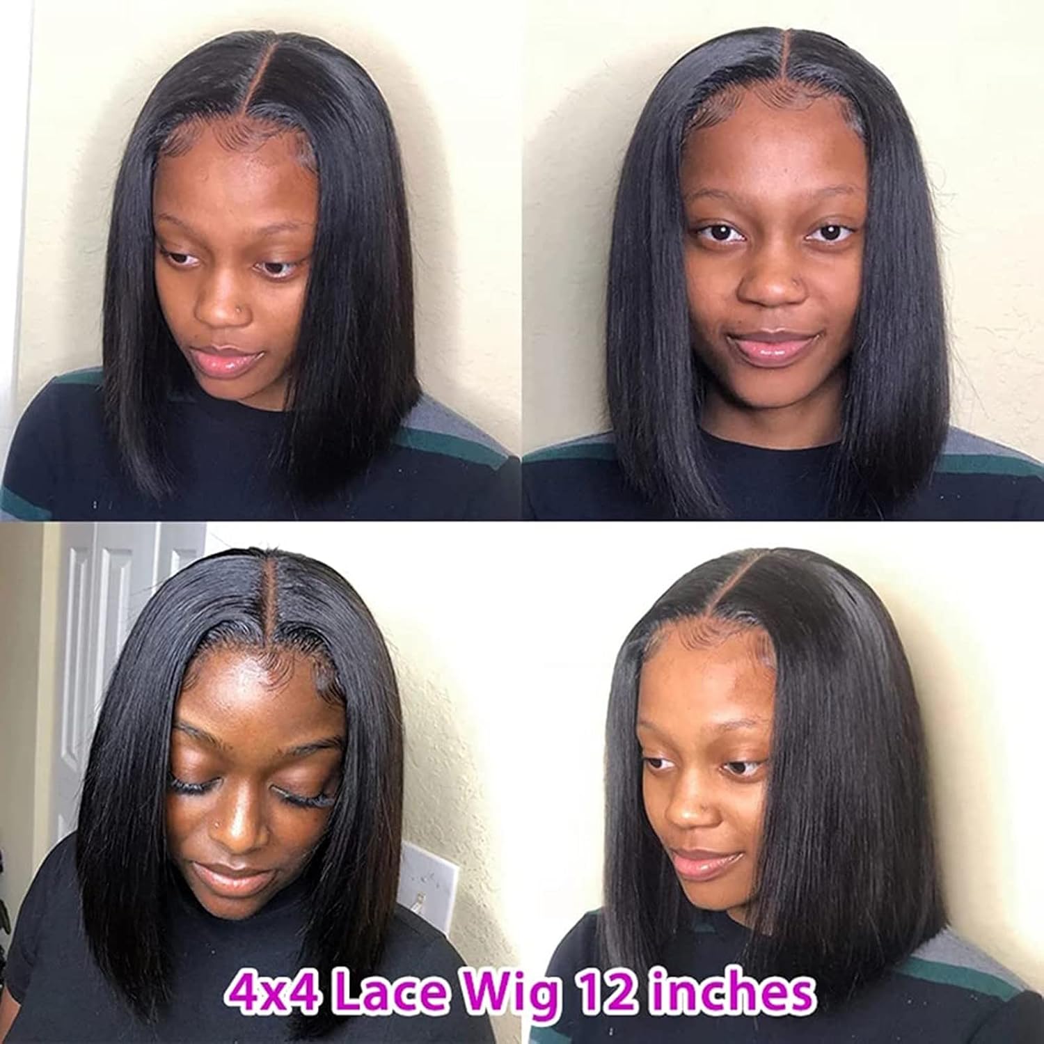 Pelucas de cabello natural estilo Bob para mujeres negras, pelucas de cabello humano con encaje frontal, transparente, sin pegamento, pelucas de