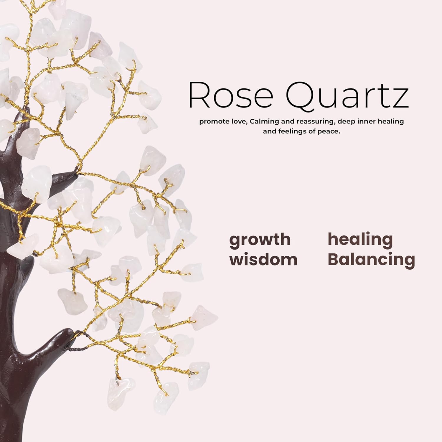 Cristales de cuarzo rosa, Árbol de dinero de buena suerte, Decoración de habitación rosa, Artículos espirituales, Árbol de dinero de cuarzo rosa,