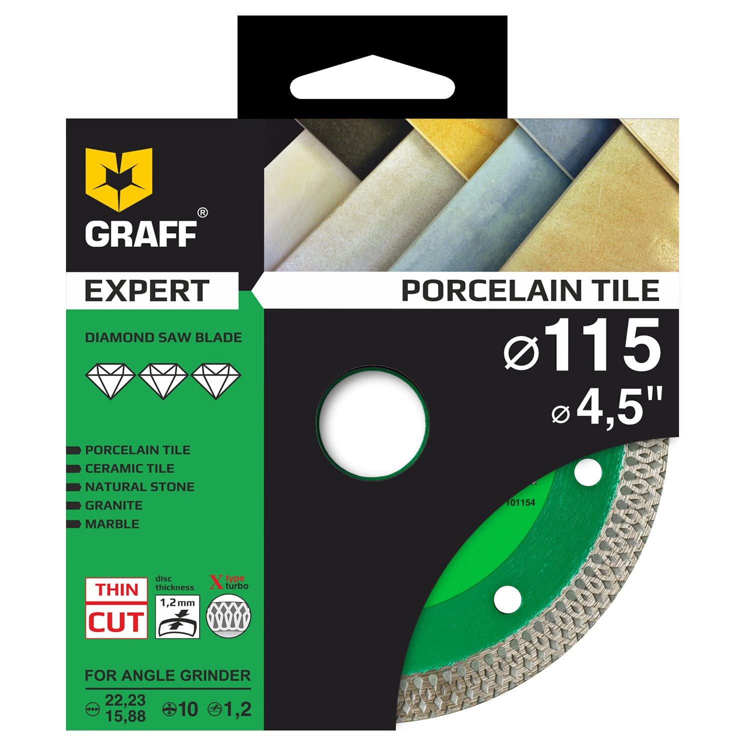 GRAFF Hoja de diamante súper fina de porcelana y cerámica de 4  pulgadas, rueda de corte de diamante para azulejos duros, cerámica, piedra natural,