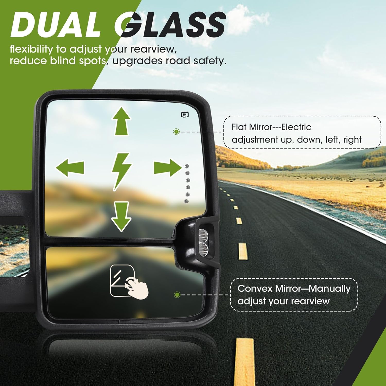 Switchback – Espejos de remolque para Chevy Silverado Suburban Avalanche Tahoe 2007-2014, espejo de remolque GMC Sierra Yukon con luz de señal
