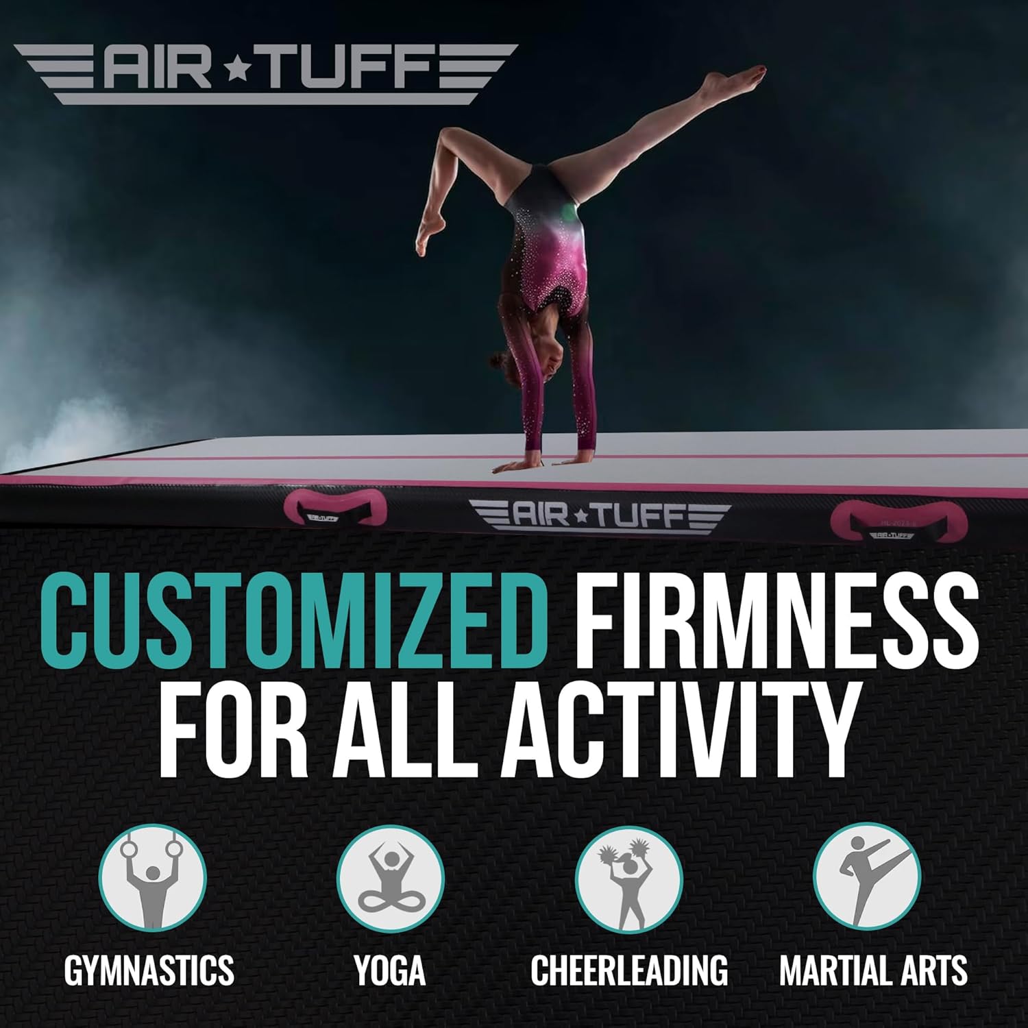 Colchoneta inflable de gimnasia  pista de aire con bomba eléctrica para gimnasio en casa, yoga, animación, equipo de gimnasia, incluye bolsa para