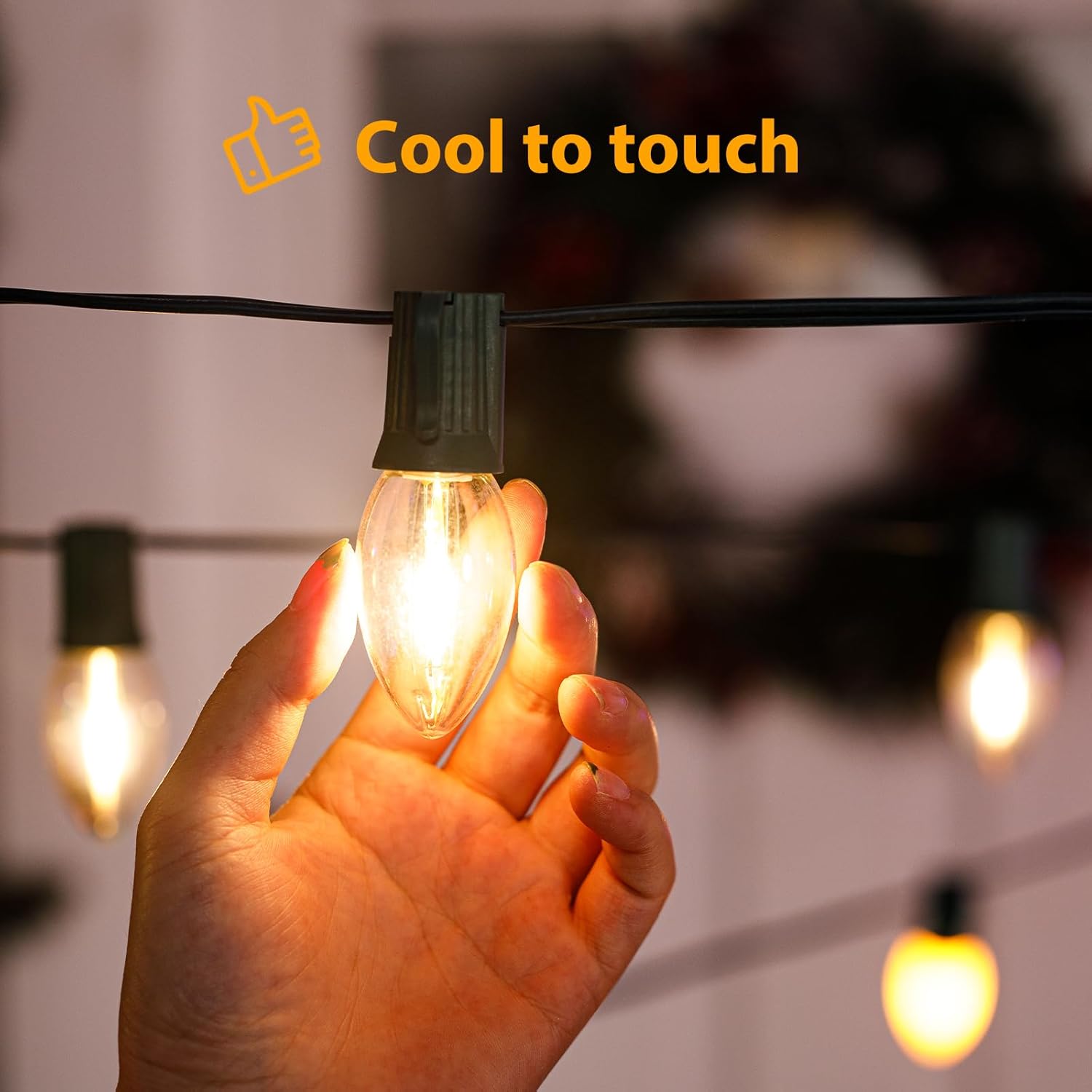 Brightown Paquete de 50 bombillas LED C9 de Navidad, bombillas LED C9 inastillables de plástico transparente, repuesto para luces de cadena de