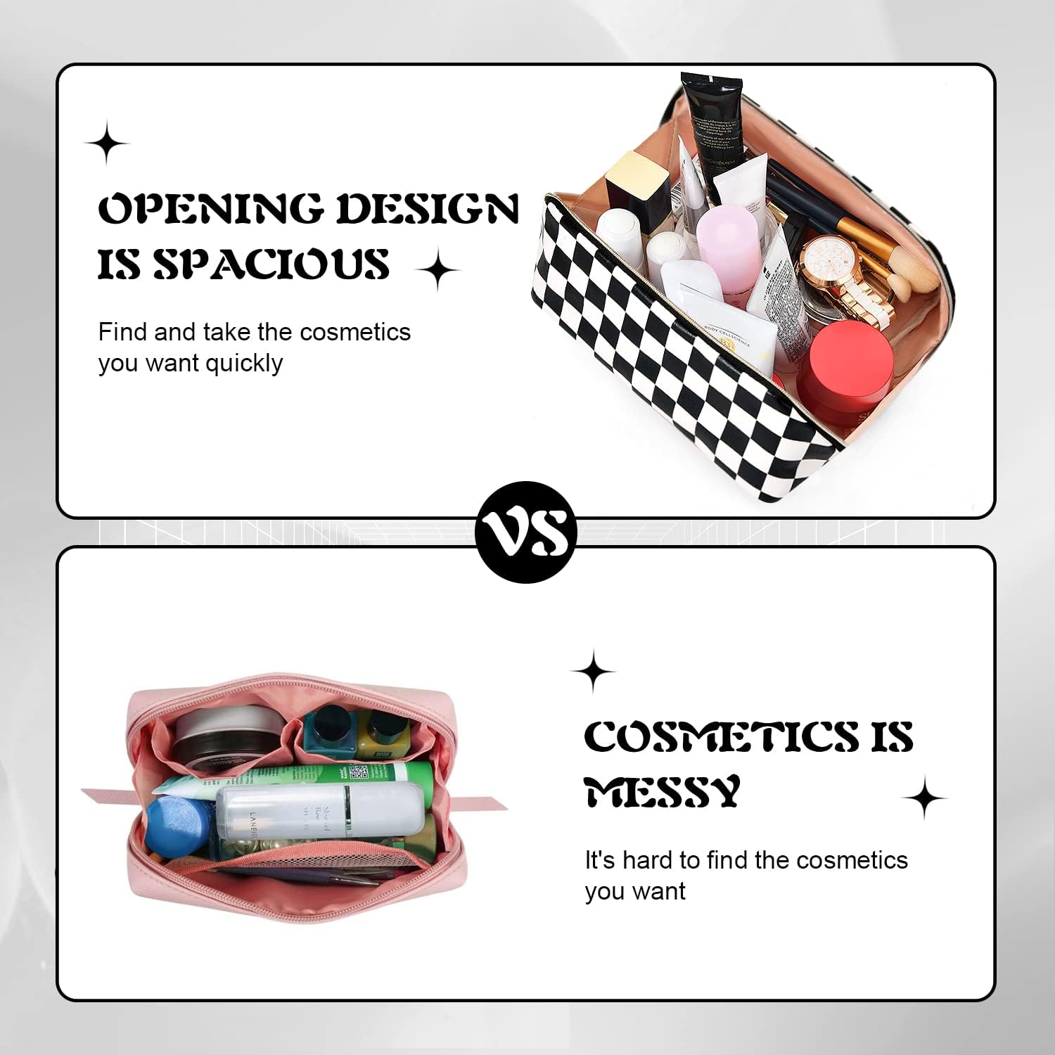 rlokosfb Bolsa de maquillaje portátil que se abre plana para un fácil acceso, bolsa de cosméticos impermeable, bolsa de aseo personal, accesorios de