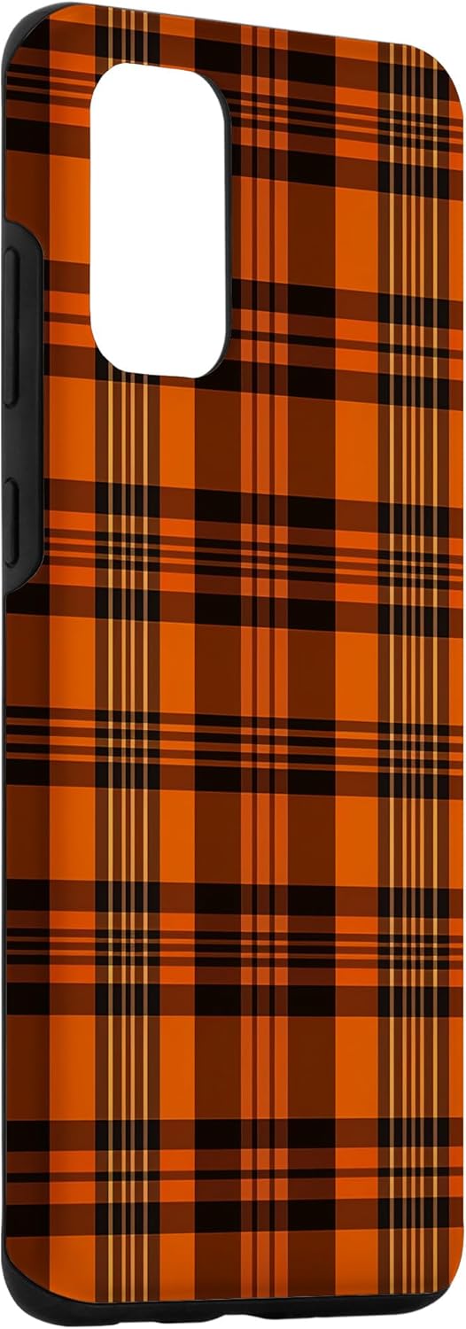 Galaxy S20+ Fall Plaid Halloween Naranja y Negro Acción de Gracias Otoño Caso