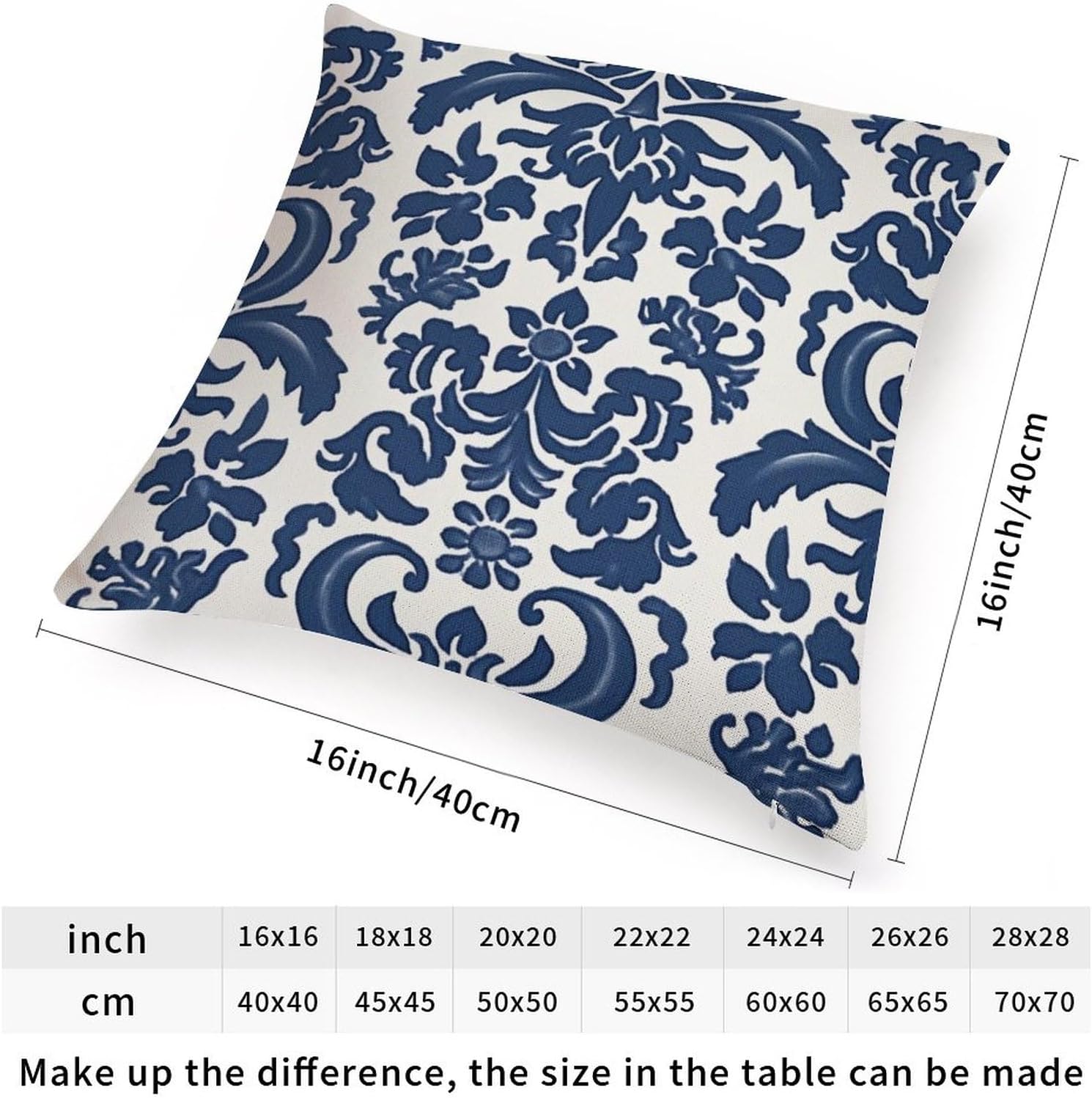 ArogGeld Blue Regalia – Funda de cojín para sofá, diseño de león azul índigo, flor azul, asiática, estilo asiático, chinoiserie, casa de campo,