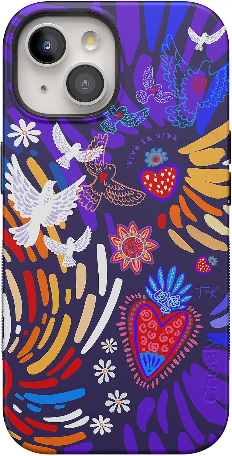 Casely Funda para iPhone 15  Viva La Vida  Frida Kahlo Collage  Funda atrevida  Compatible con MagSafe