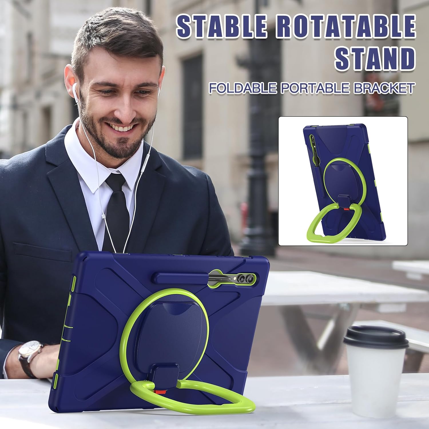 Funda de rotación 360 para Samsung Galaxy Tab S9 Ultra de 14.6 pulgadas, funda resistente con anillo giratorio, correa de transporte para hombro,