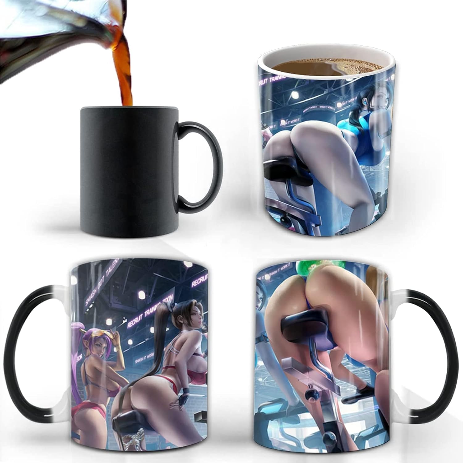 Aigori Taza de belleza sexy de bikini de anime (11 oz), sensible al calor, divertida taza de café, regalo para hombres, padres, amigos, Halloween,