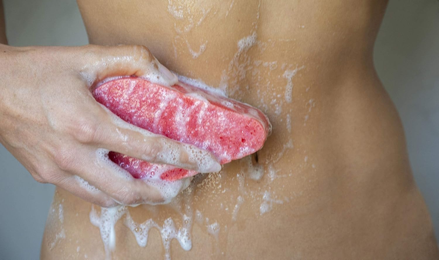 Spongeables Gel de baño anticelulítico en una esponja de lavado de más de 20, rosa inglesa, 3 unidades
