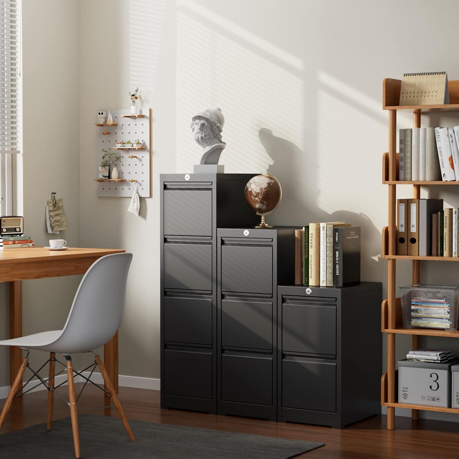 Aobabo Archivador vertical de 2 cajones, gabinete de archivos de oficina con cerradura de metal, archivadores para tamaño A4 cartalegal, debajo del