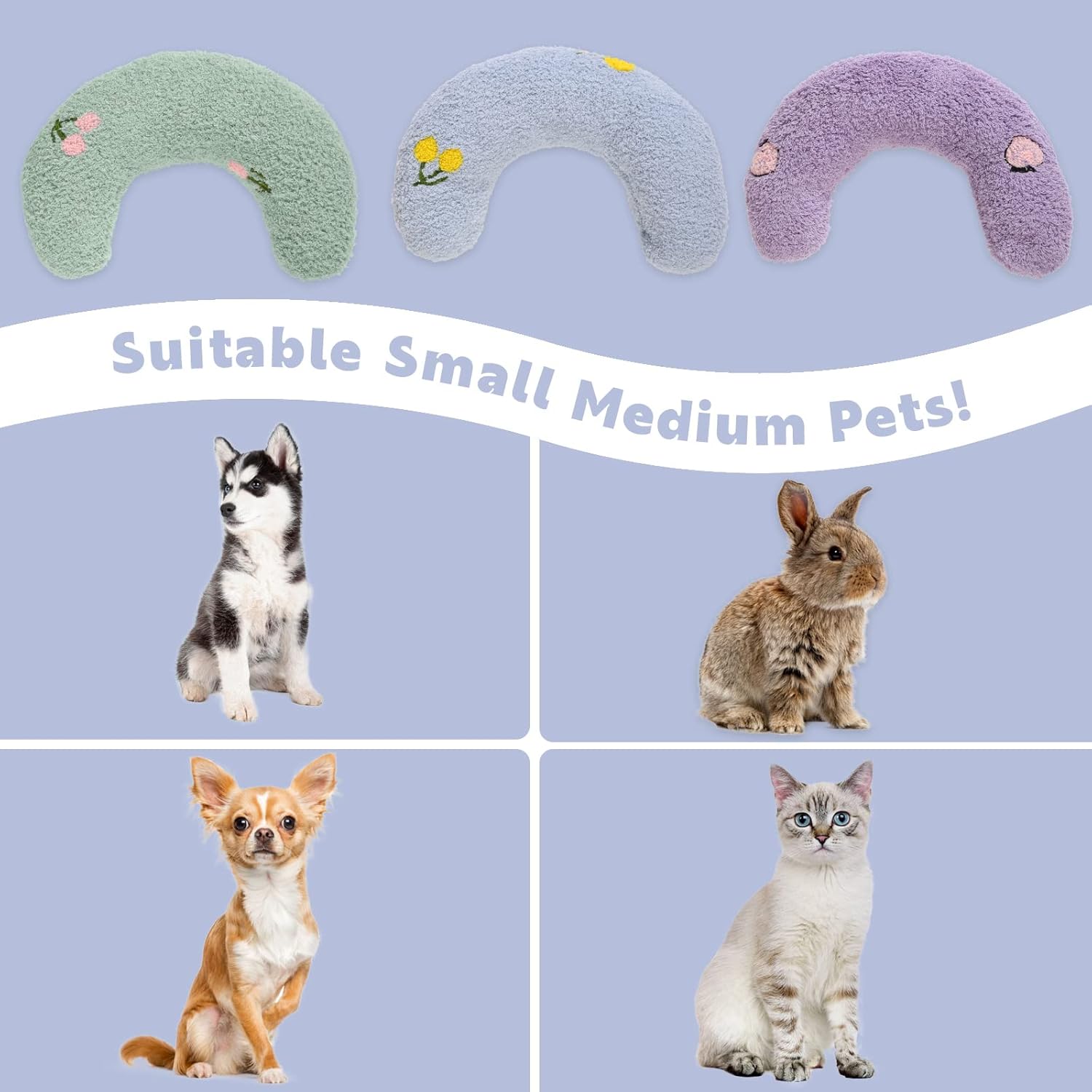 T’CHAQUE Almohadas suaves para cama de perro, compañero ideal para dormir para perros y gatos pequeños, almohada para el cuello de las mascotas para
