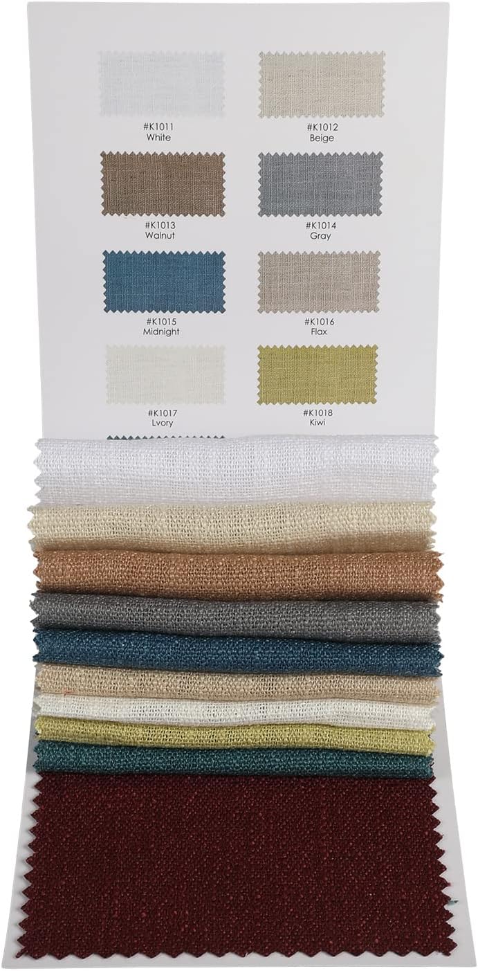 ChadMade Folleto de muestras de tela, tela de lino de poliéster ligero, 10 colores incluidos, colección Hess