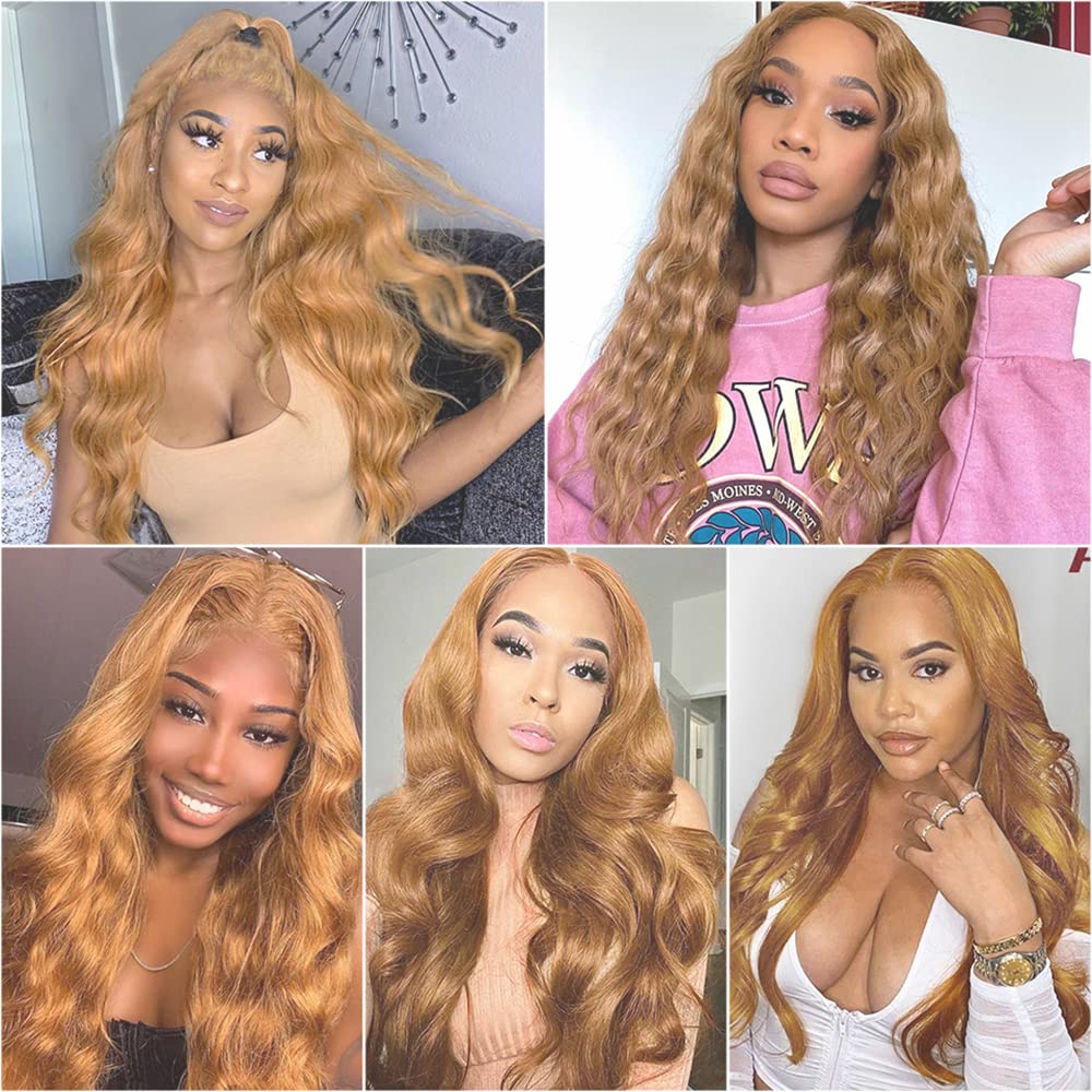 Color 27 – Manojos de cabello humano rubio miel, paquetes de cabello Remy virgen brasileño, 3 paquetes de 12, 14, 16 pulgadas, extensiones de
