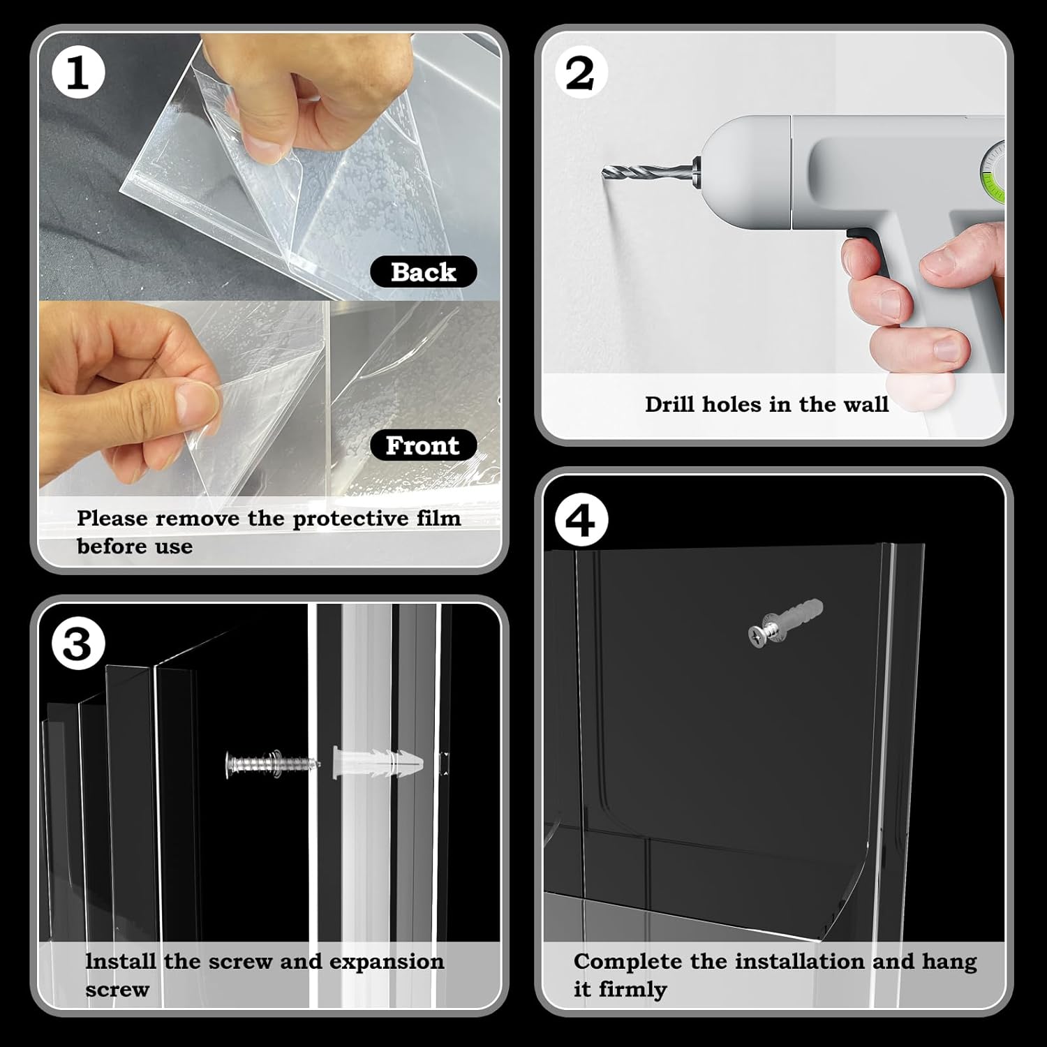Soporte acrílico para folletos, 3 revistas y 12 soportes para folletos, soporte de pared transparente para folletos, soporte de pared para folletos,