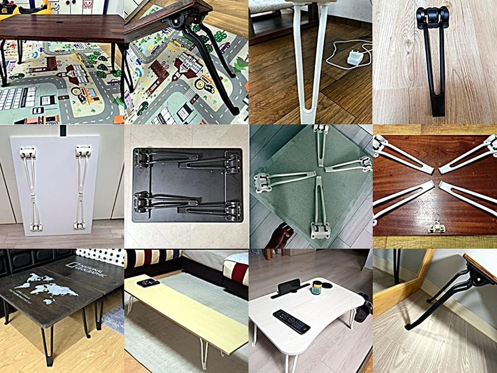 Juego de 4 patas de hierro para mesa plegable, juego de 4 muebles, horquilla lateral, acero resistente, fácil de instalar, hogar, café, té, pequeño,