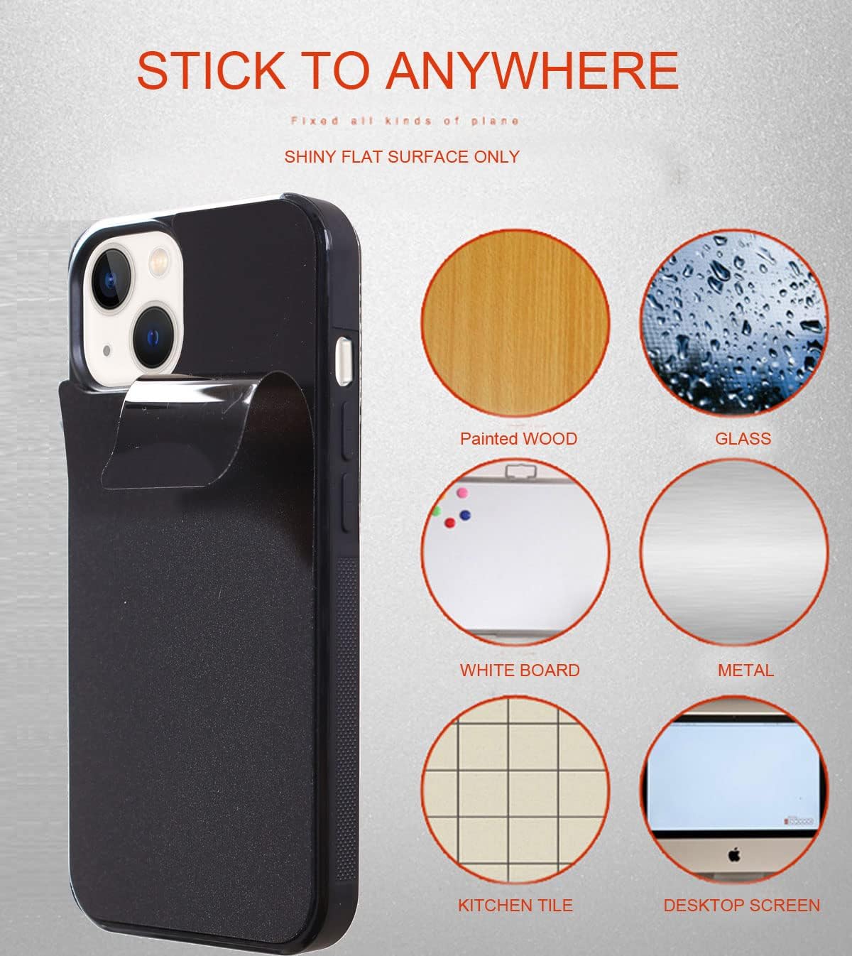 MONCABILE Funda que se adhiere a cualquier cosa gravedad cero caja del teléfono para iPhone 13 Pro Sticky Pluto Nano Succión Adhesivo Negro