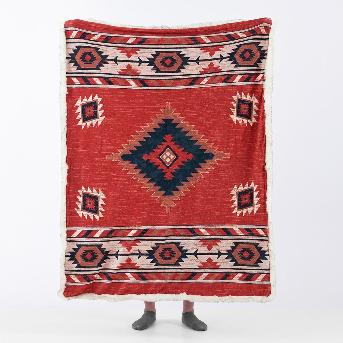 Manta de felpa de piel sintética de lujo con patrón azteca, súper cálida, esponjosa, elegante, mullida manta decorativa para sofá, sillón, sofá y