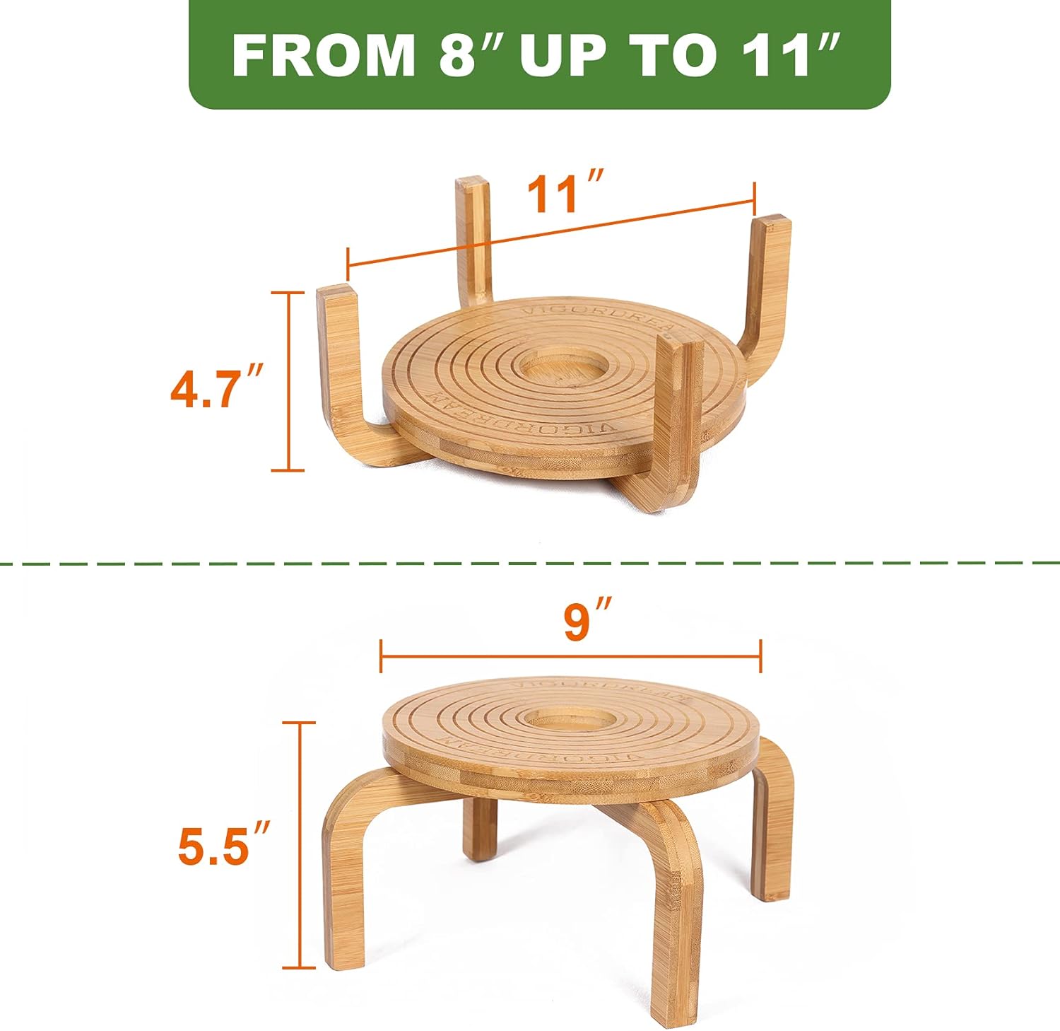 Soporte para plantas de interior de bambú para macetas de 8, 9, 10, decoración del hogar (natural, 1 unidad)