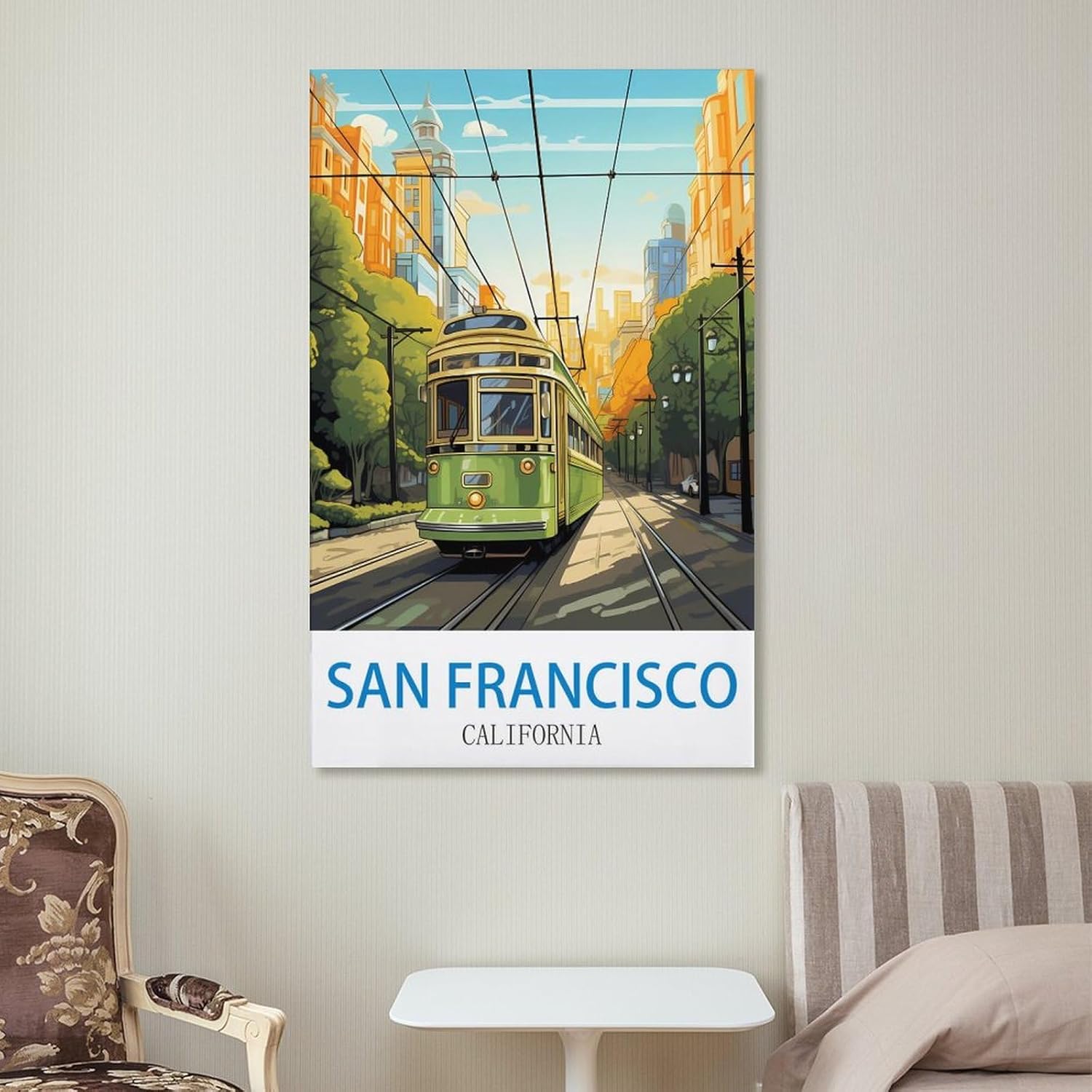 Pósteres de viaje vintage de San Francisco de 12 x 18 pulgadas (11.8 x 17.7 in), pintura en lienzo, arte de pared, decoración de pared, impresiones