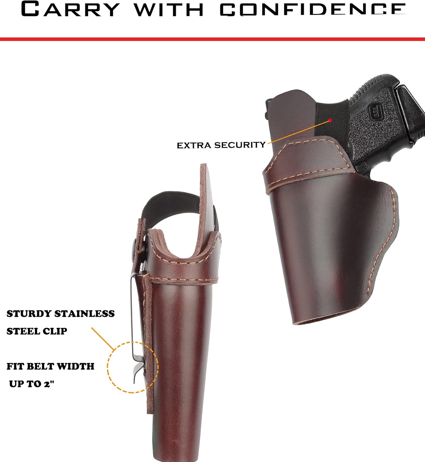 Genuine Top-Grain Leather Holster IWB for Glock17 19 43X fits Taurus G2C G3 G3C for M&P 9mm Shield fits Sig P365 P230 for LCPLC9SSecurity 9Max 9