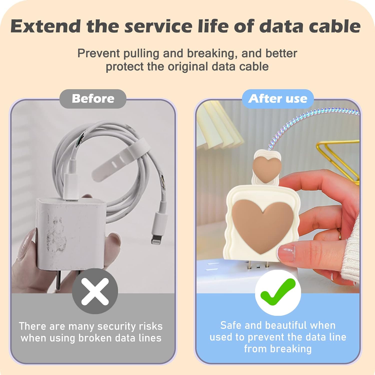 Protector de cable para cargador de iPhone, bonitos protectores para cable de datos tipo C con impresión 3D, protector de cable de teléfono para