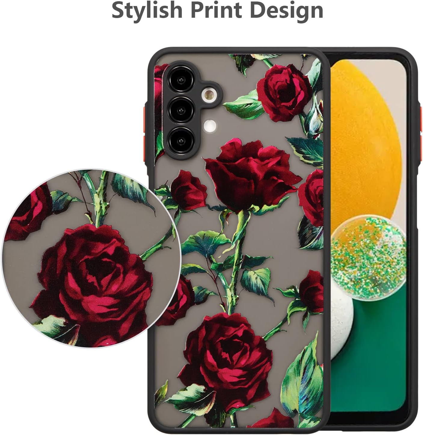XIZYO Funda para Samsung Galaxy A14 5G, diseño rosa, funda de teléfono floral para niñas y mujeres, patrón impreso delgado, translúcido, mate, TPU