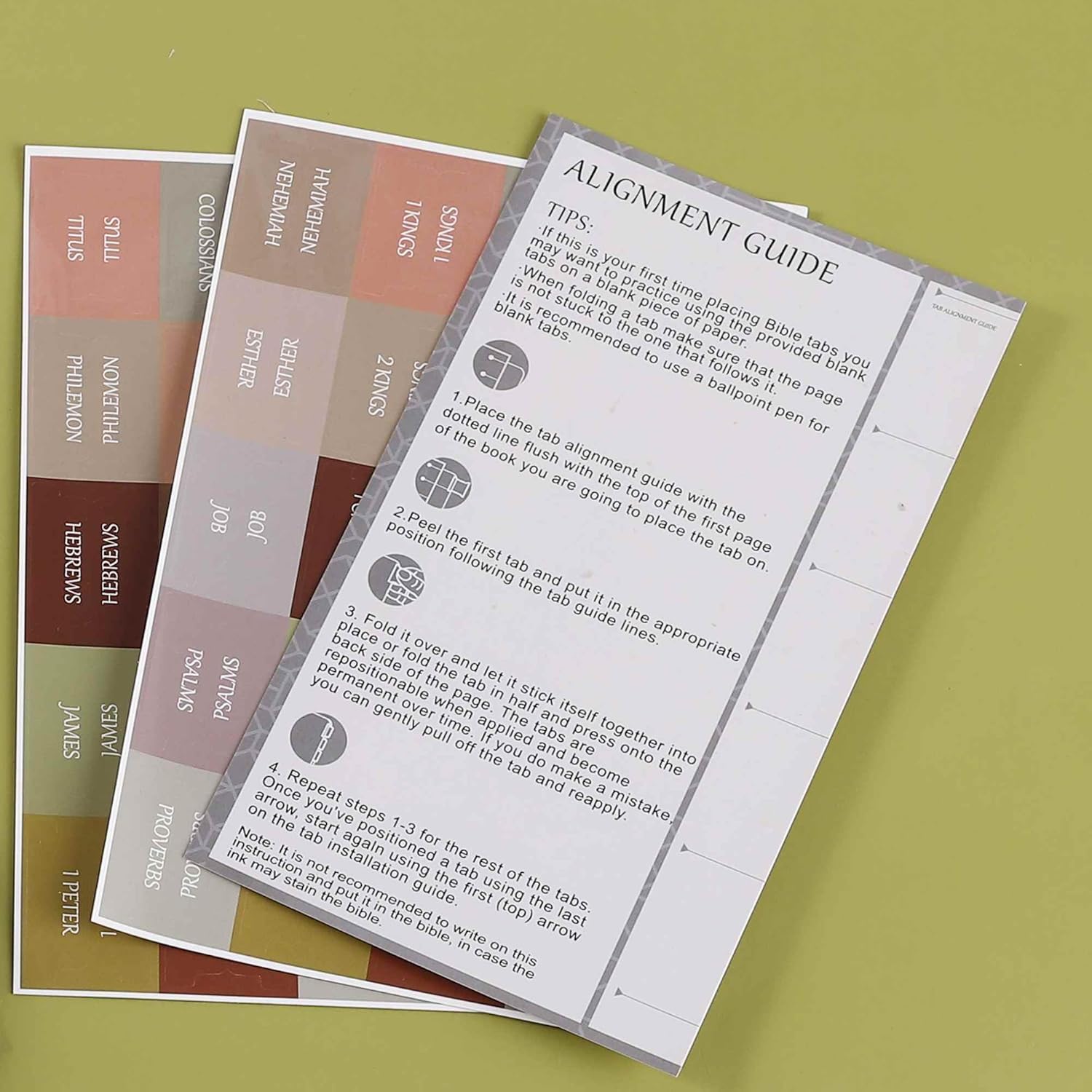 Pestañas laminadas de la Biblia, calcomanías de impresión grande de reposicionamiento, pestañas bíblicas fáciles de leer y aplicar para mujeres y