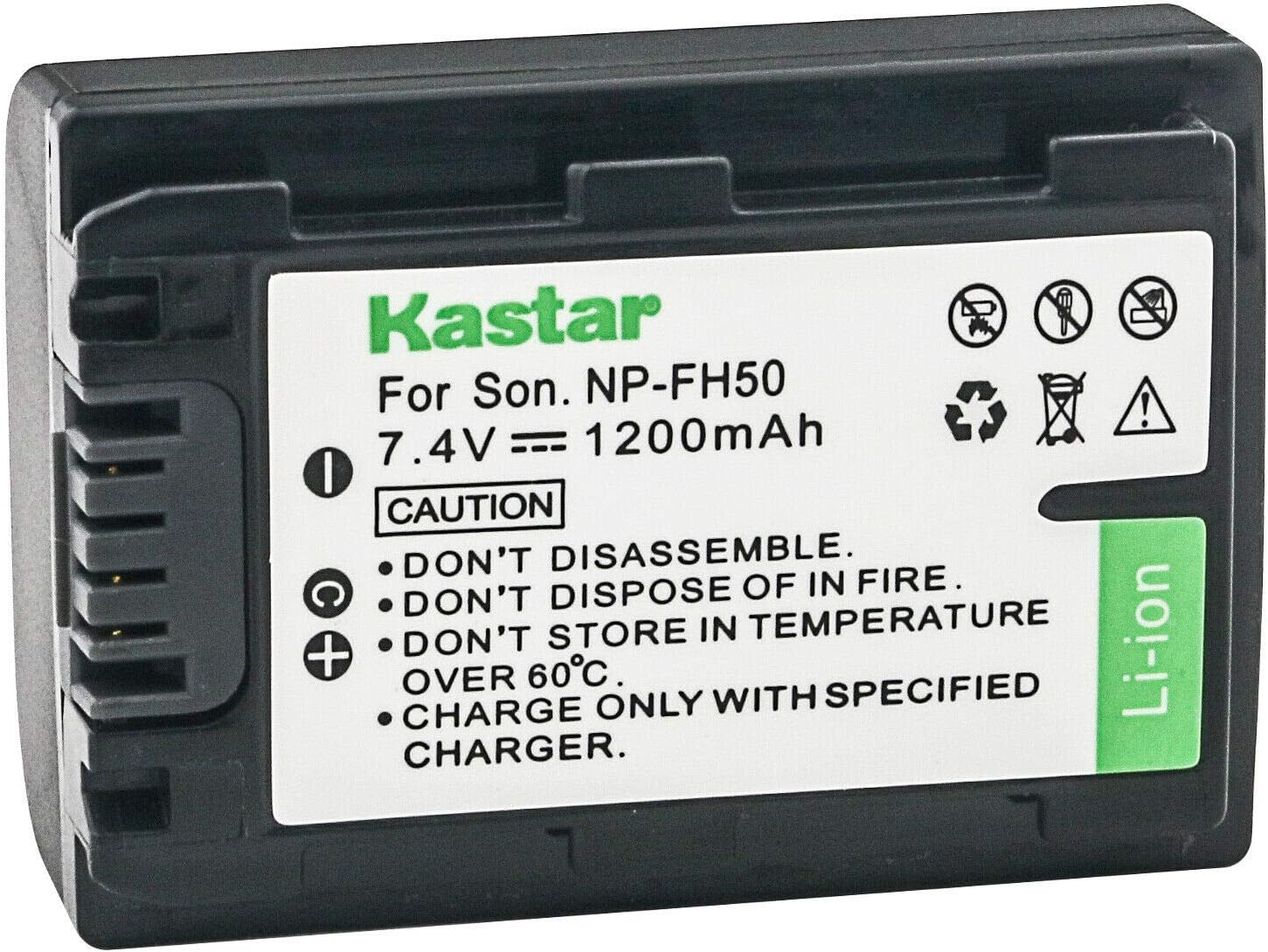 Kastar Paquete de 2 baterías NP-FH50 y cargador USB LTD2 de repuesto para Sony DCR-SR36, DCR-SR37, DCR-SR38, DCR-SR40, DCR-SR42, DCR-SR45, DCR-SR46,