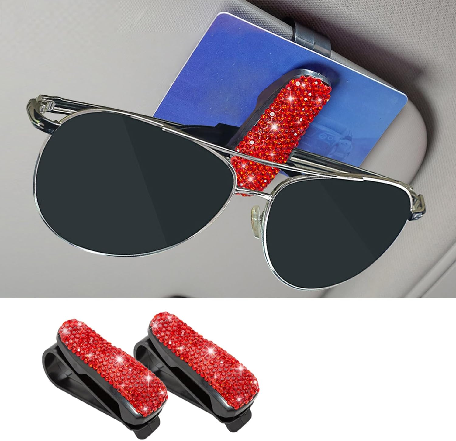Zufoty 2 soportes para lentes para visera solar de automóvil, soporte para lentes de sol para automóvil, soporte para lentes de sol de automóvil,