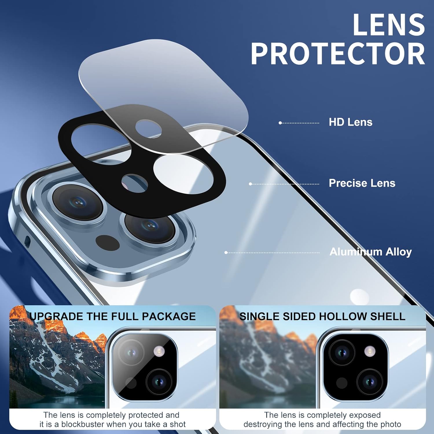 Jonwelsy Funda para iPhone 14, 360 grados frontal y trasera, vidrio templado transparente, protección de cuerpo completo, absorción magnética, marco