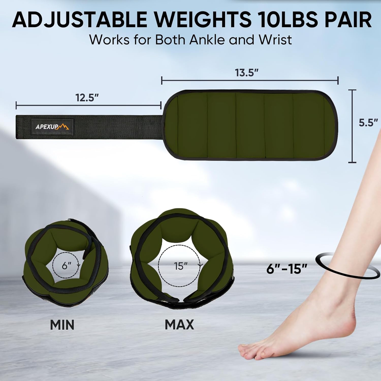 APEXUP 10 libraspar de pesas de tobillo ajustables para mujeres y hombres, correas de peso modularizadas para piernas para yoga, caminar, correr,