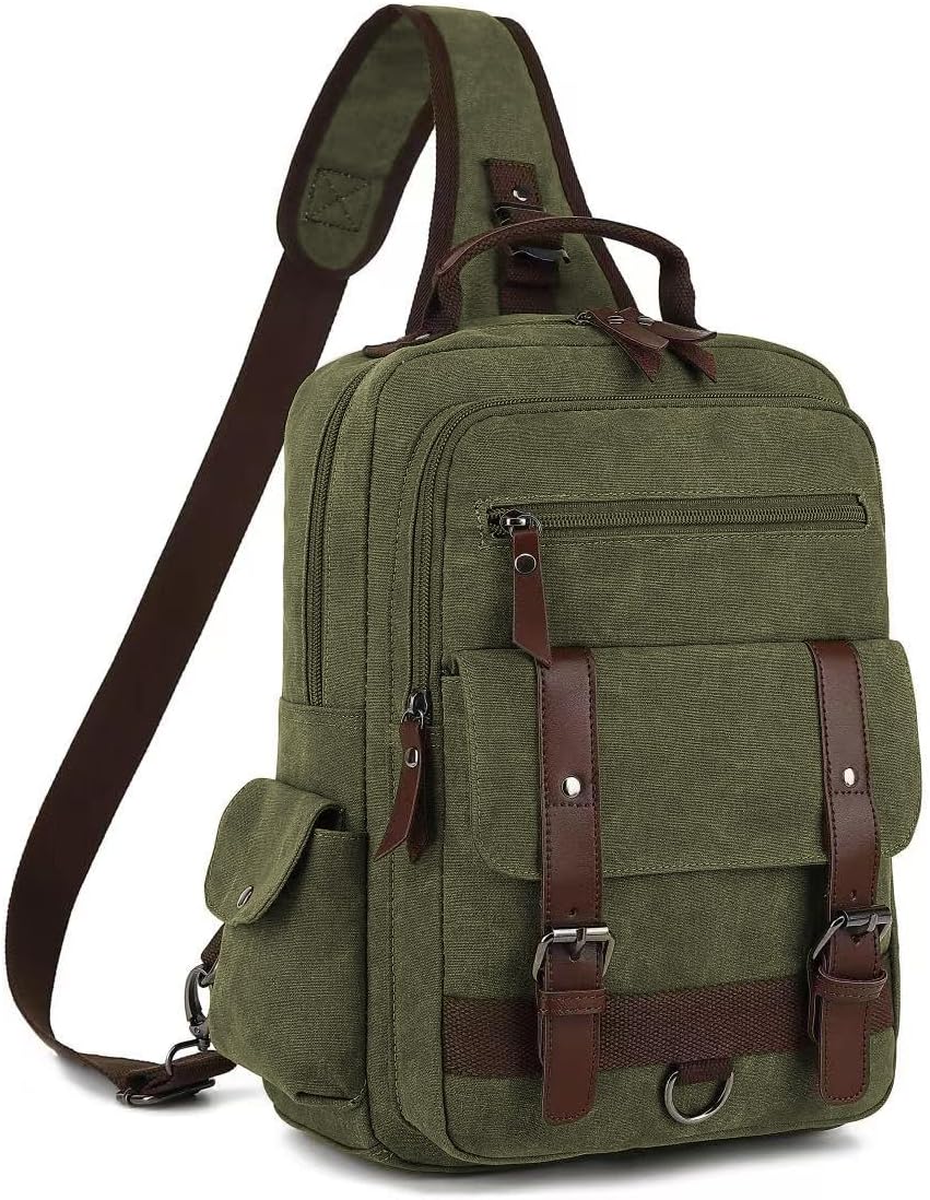 Bolsa de mensajero vintage, mochila de lona para viajes, bolsa de hombro para hombre, bolsa de doble uso para transporte de mano y transporte cruzado