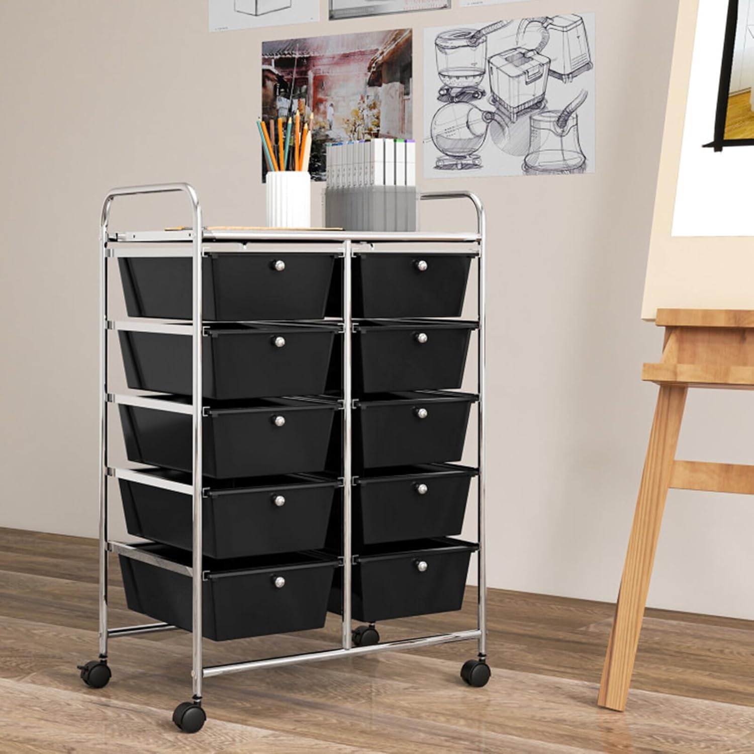 Recollections – Carrito organizador con ruedas de 10 cajones, carrito universal con ruedas y organizador con cajones para almacenamiento multiusos