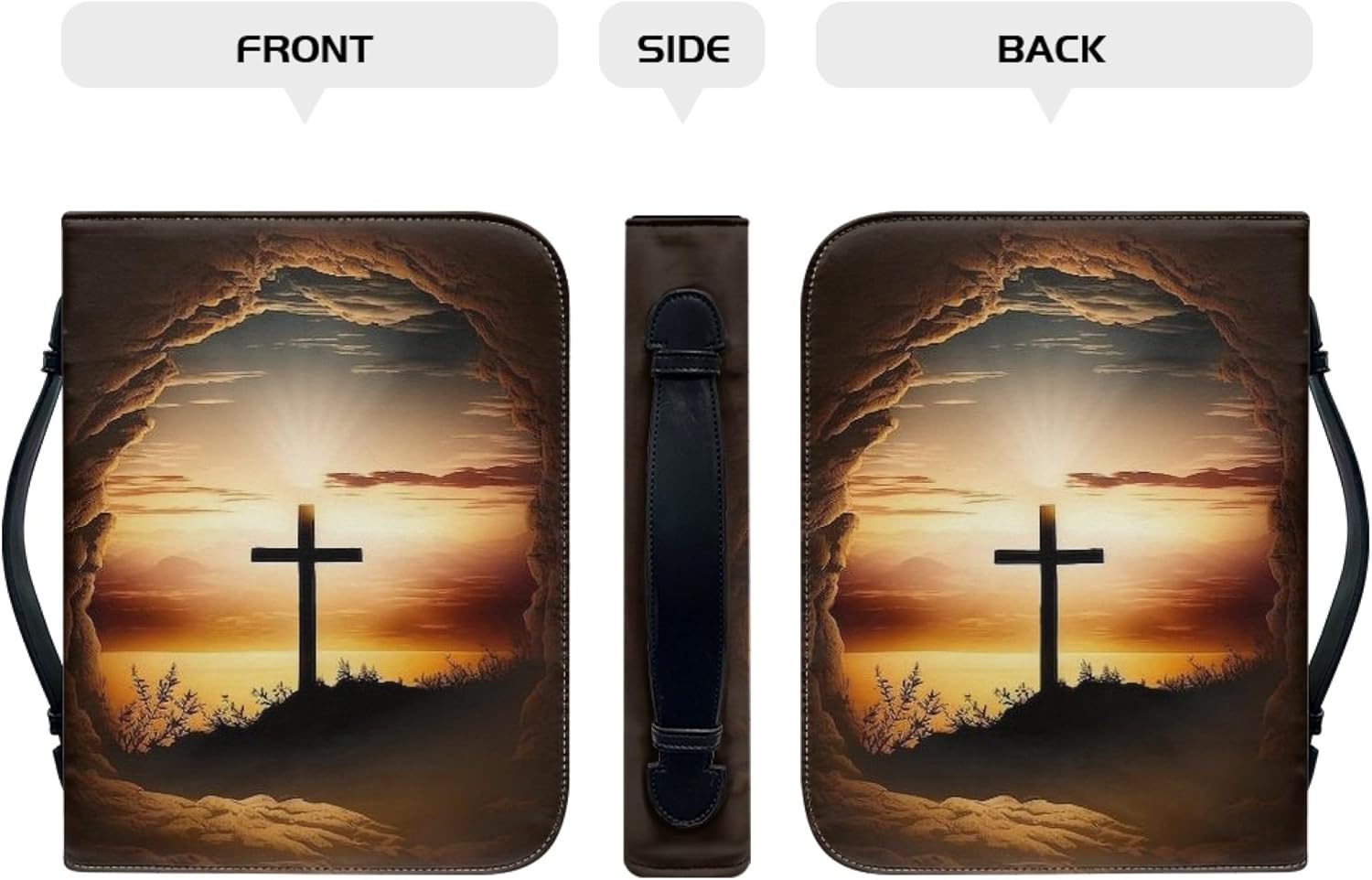 PORCLAY Cross Lay – Funda plana para la Biblia para mujeres y hombres, funda para Biblia con asas, funda de transporte de la Biblia de cuero