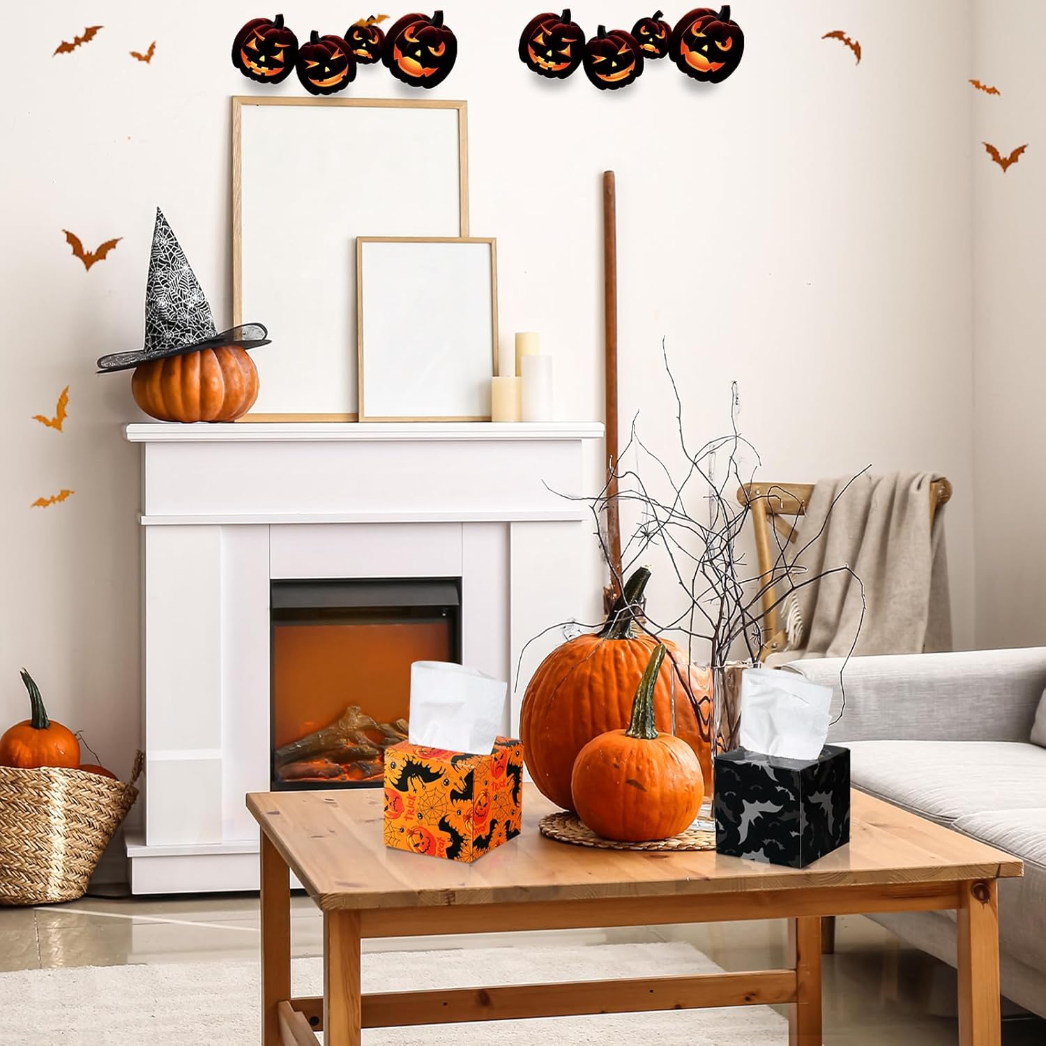 Paquete de 12 pañuelos de Halloween en forma de cubo, pañuelos faciales de 2 capas, pañuelos de viaje suaves para Halloween, caja de pañuelos