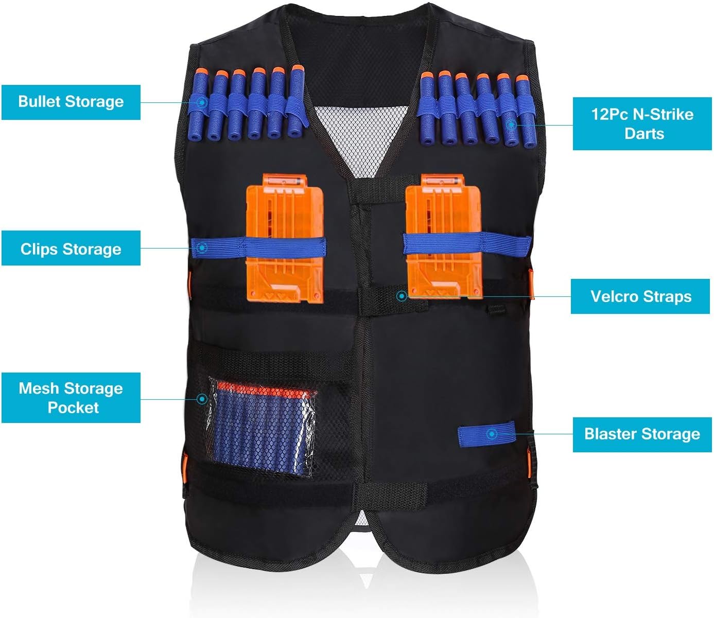 Yosoo Chaleco Elite para niños para la serie Gun (negro), Negro –