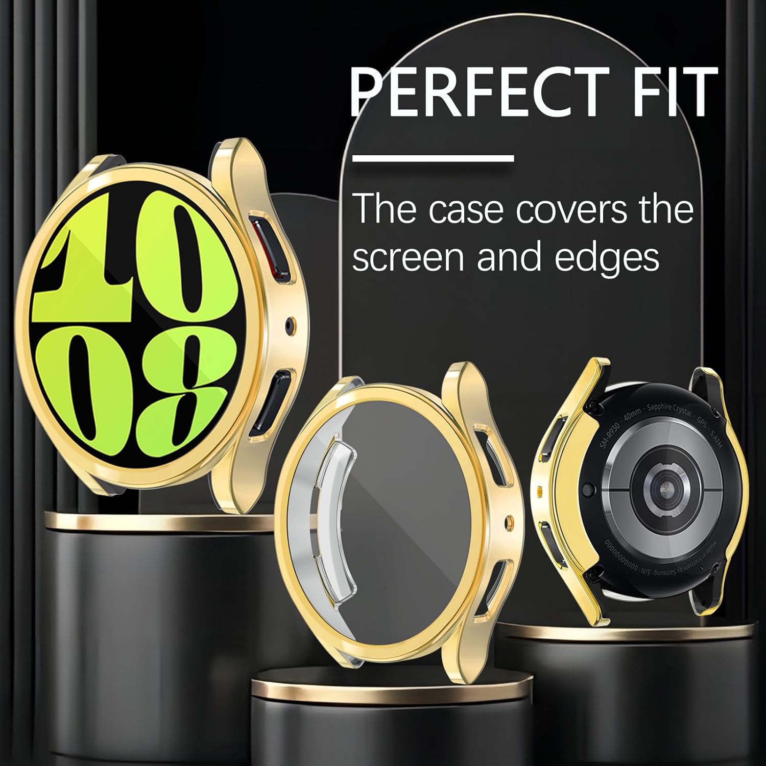 Wugongyan Funda protectora de pantalla compatible con Samsung Galaxy Watch 6 de 1.575 pulgadas, 1.732 pulgadas, flexible y suave, TPU en todo el