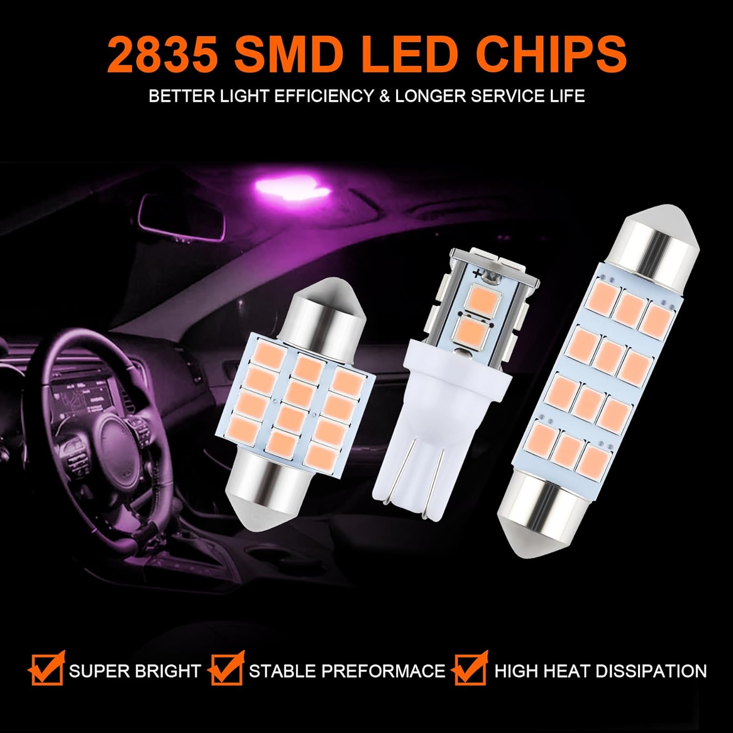 Juego de 24 bombillas LED para interior de automóvil, 194 T10 DE3175 578, 1.220 in, 1.654 in, luces de repuesto interiores para mapa, placa de