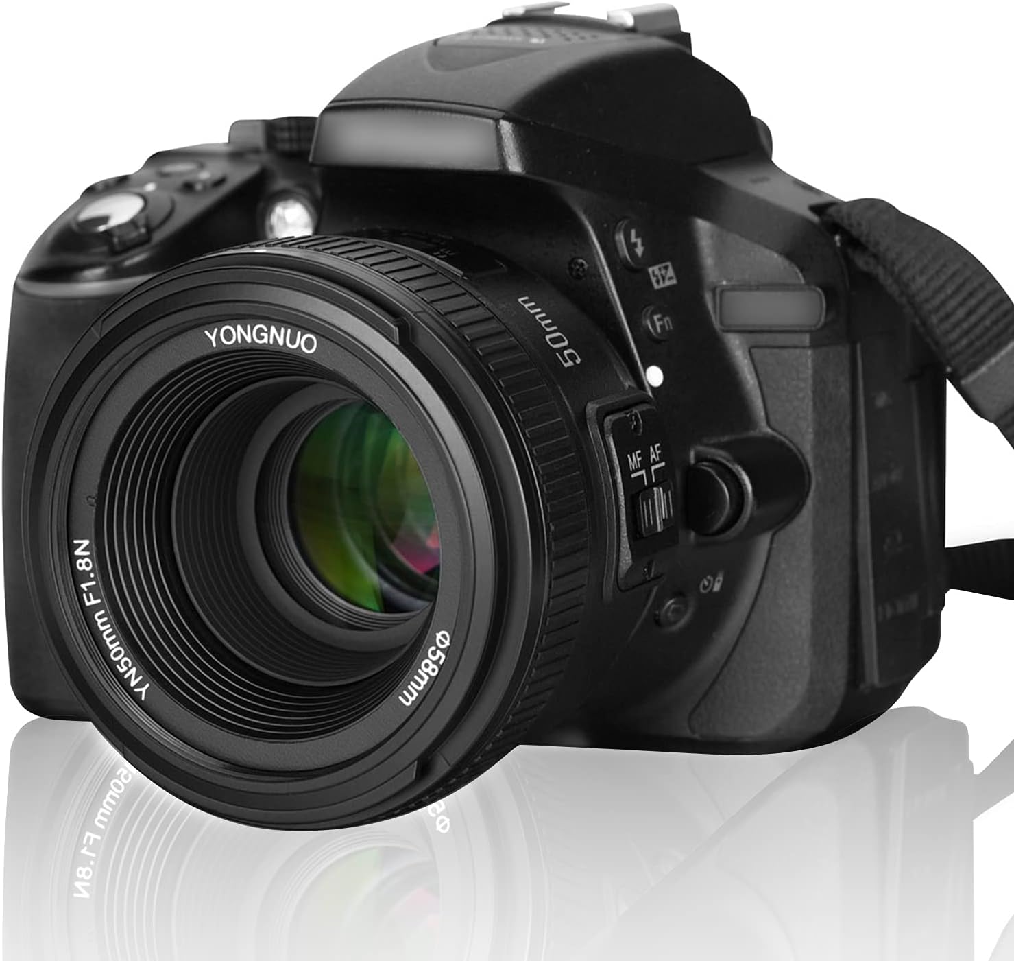 YONGNUO YN50mm F1.8, lente de enfoque automático estándar Prime para cámaras Nikon Full Frame SLR F Mount Negro