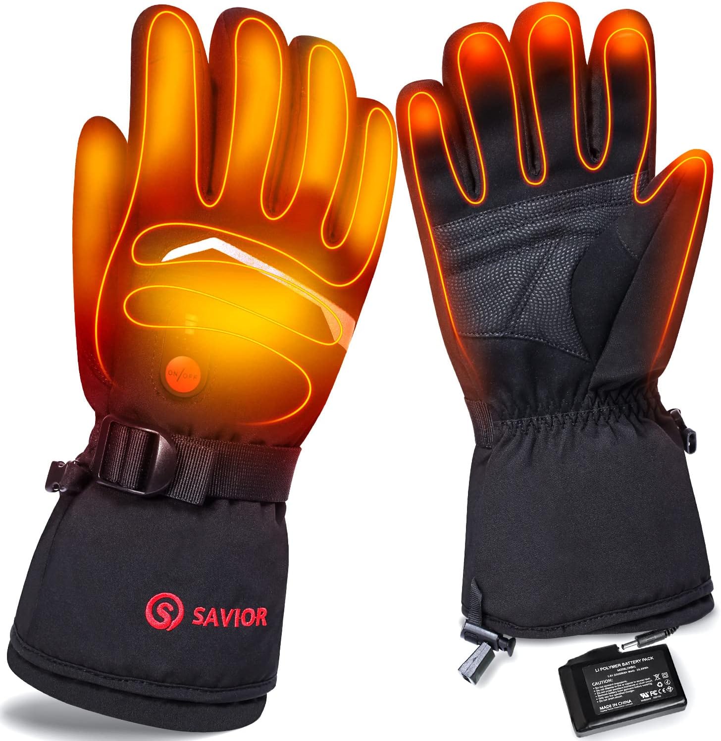 SAVIOR HEAT Guantes térmicos con batería para hombre y mujer, guantes de motocicleta eléctricos impermeables con pantalla táctil, guantes de